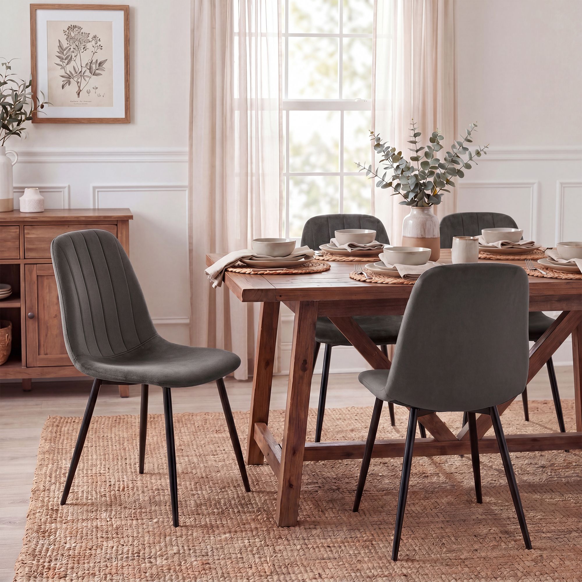 4er Set Esszimmerstühle Baxter Samt