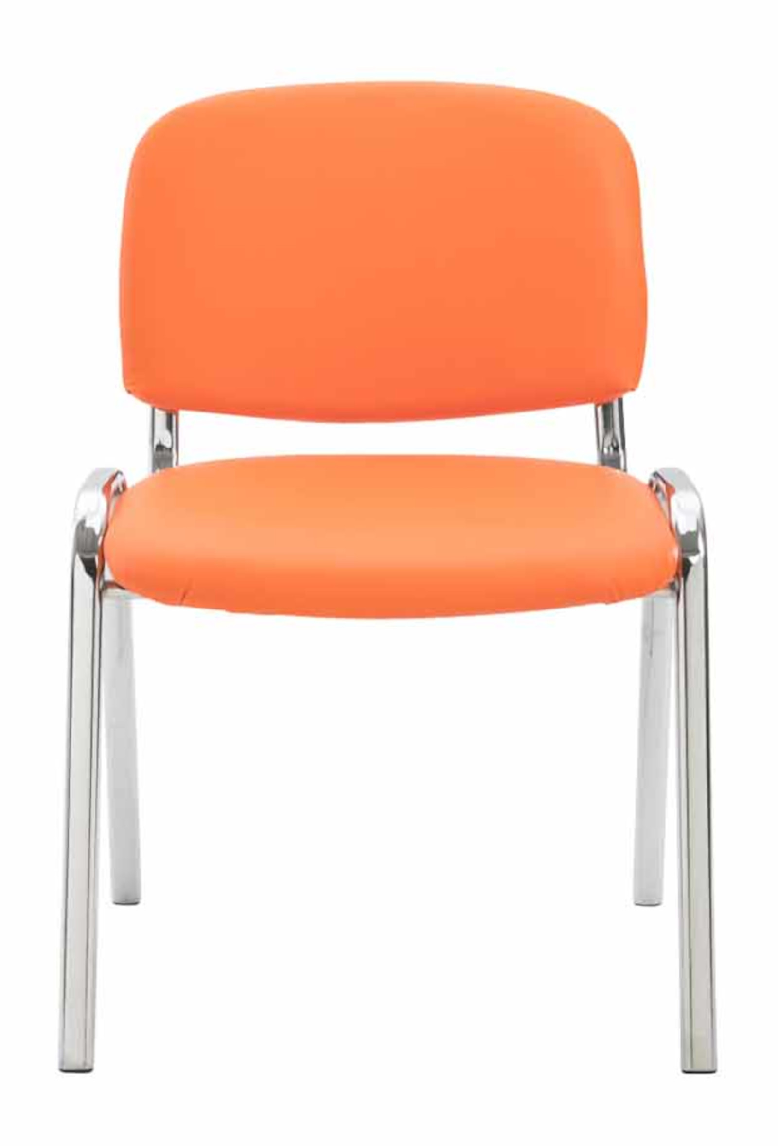 4er Set Stühle Ken Chrom Kunstleder orange