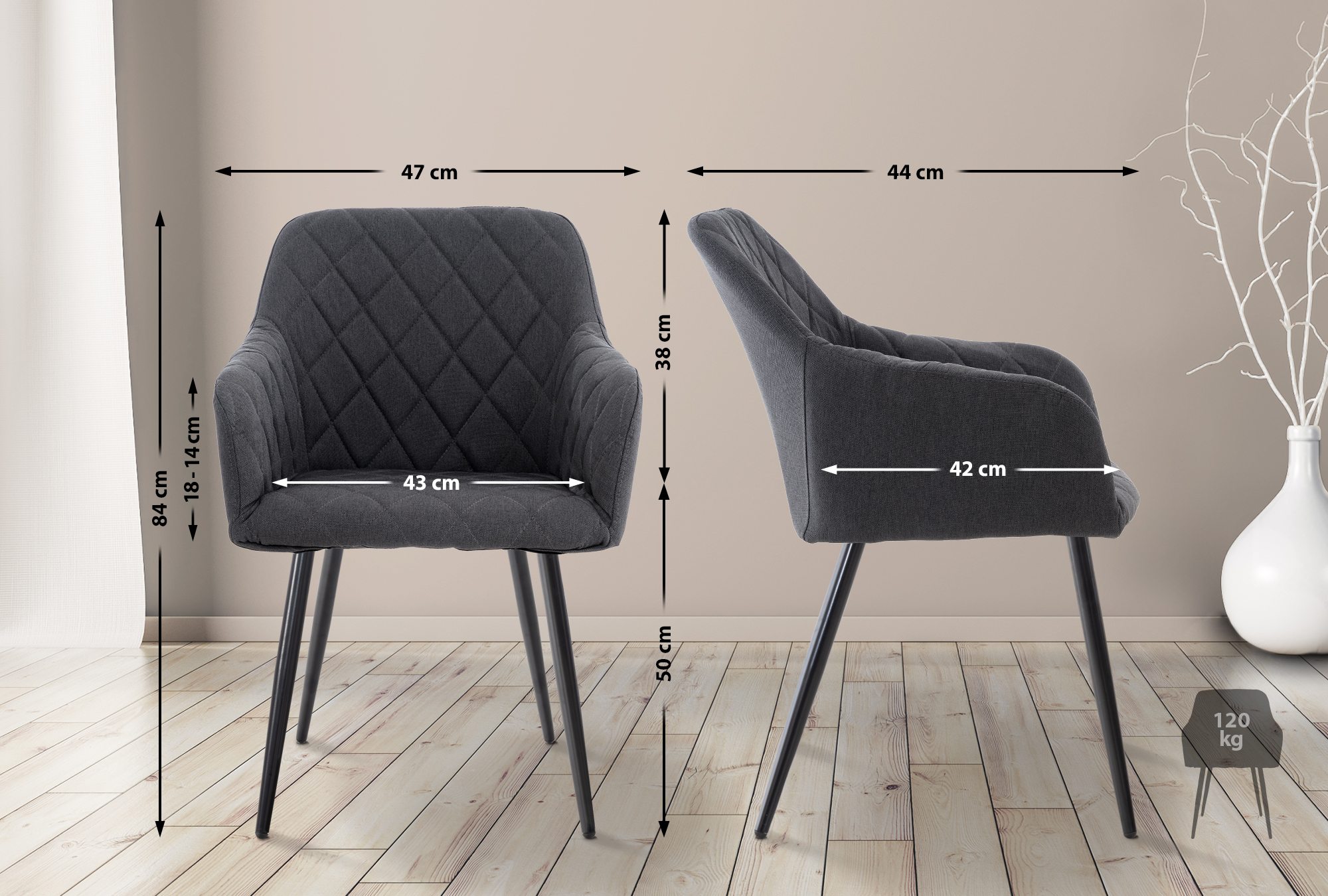 2er Set Esszimmerstuhl Shila