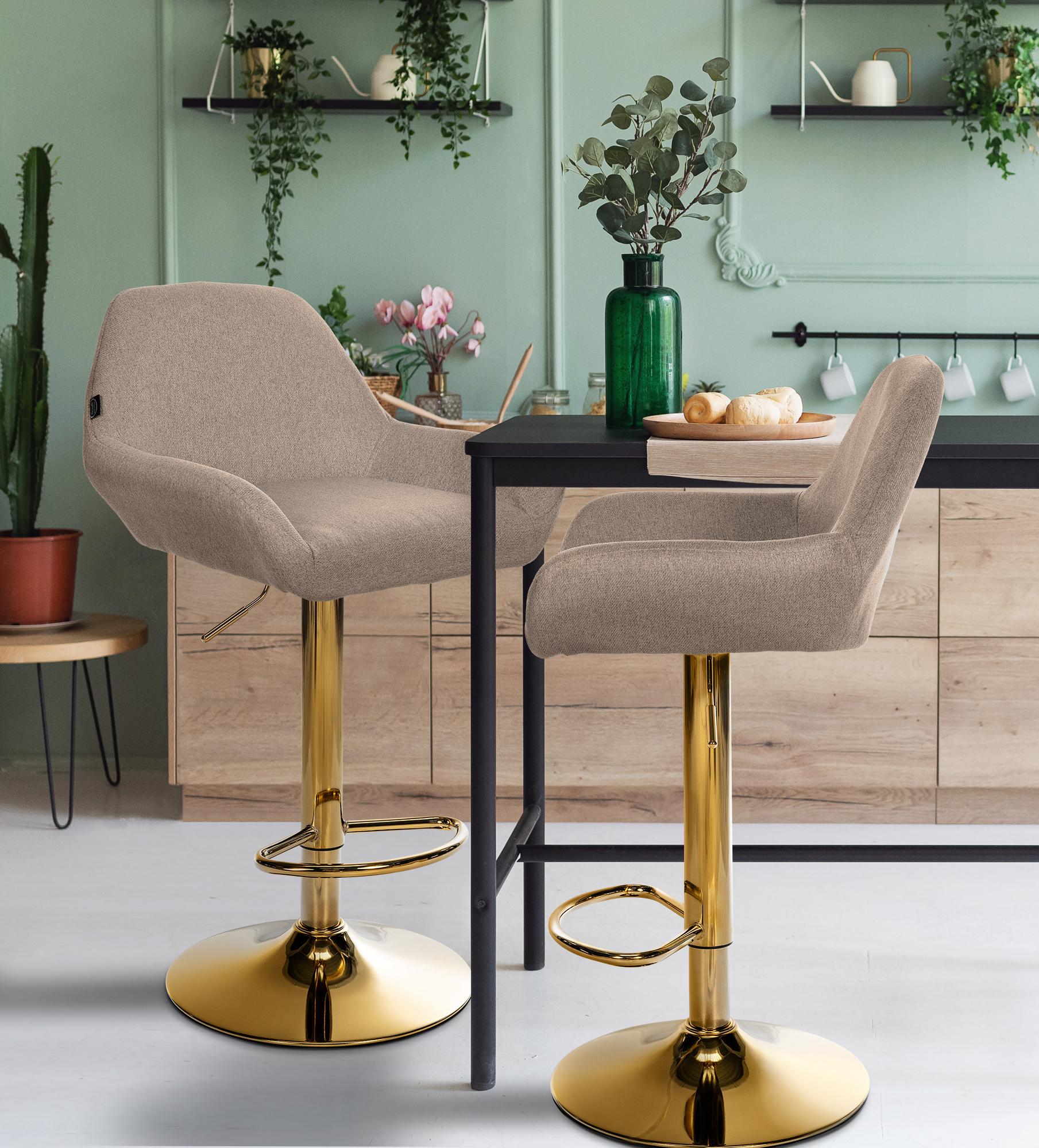 2er Set Barhocker Braga Gold Stoff