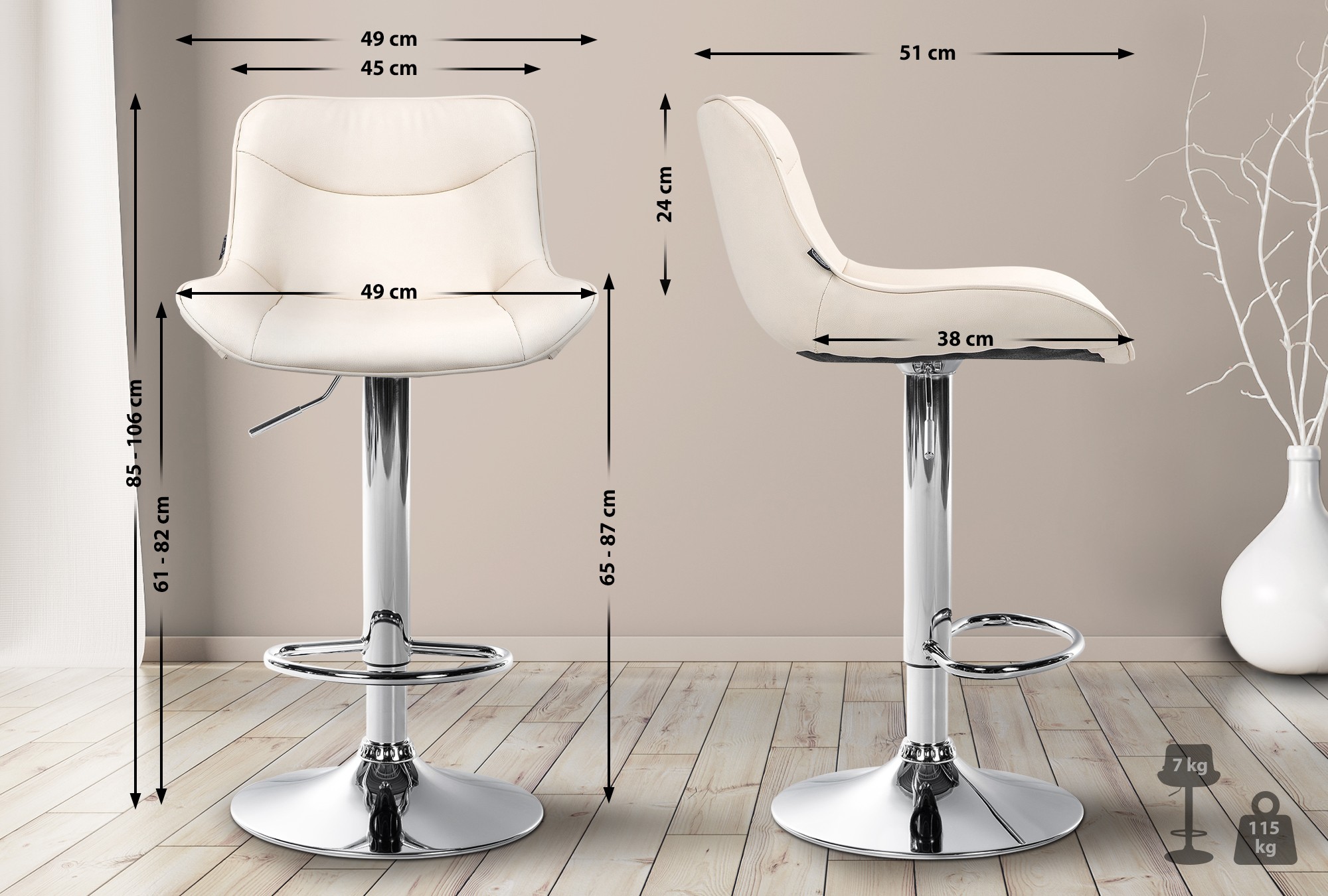 2er Set Barhocker Vonore Kunstleder