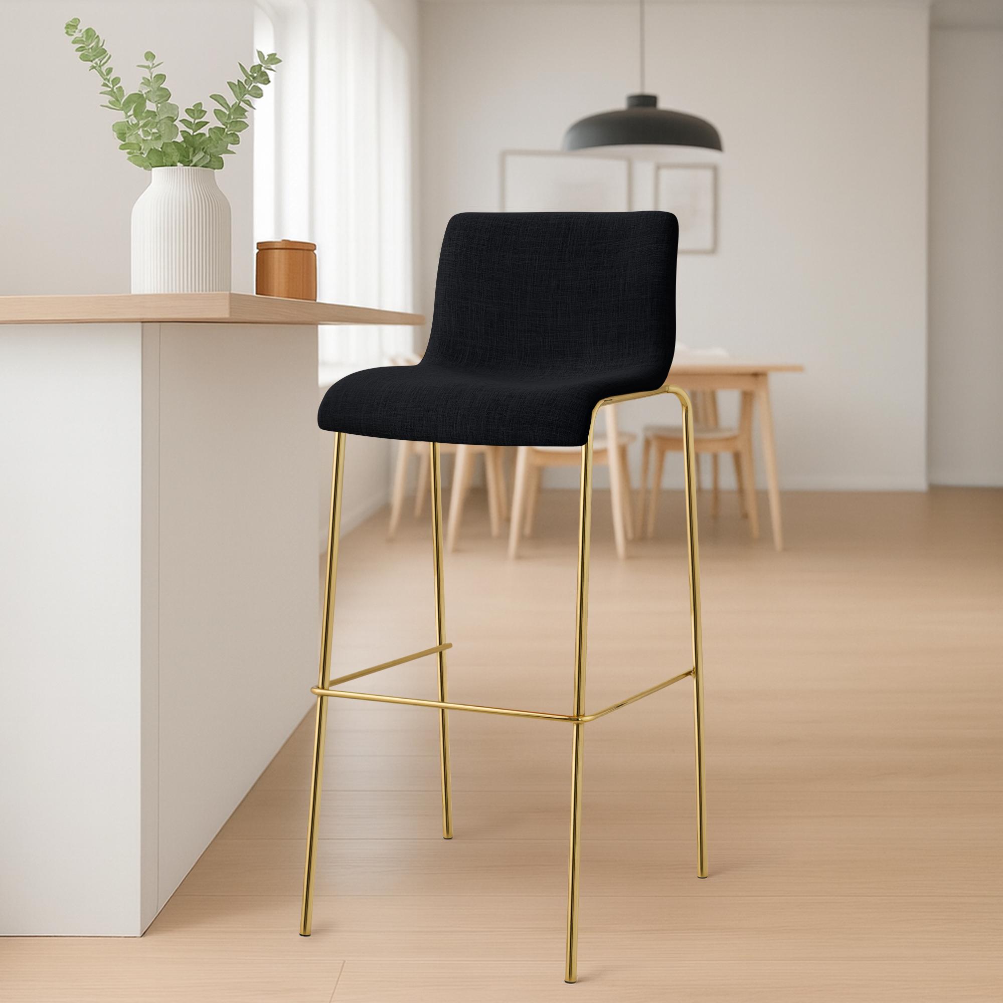 2er Set Barhocker Hover Stoff Vierfußgestell Gold