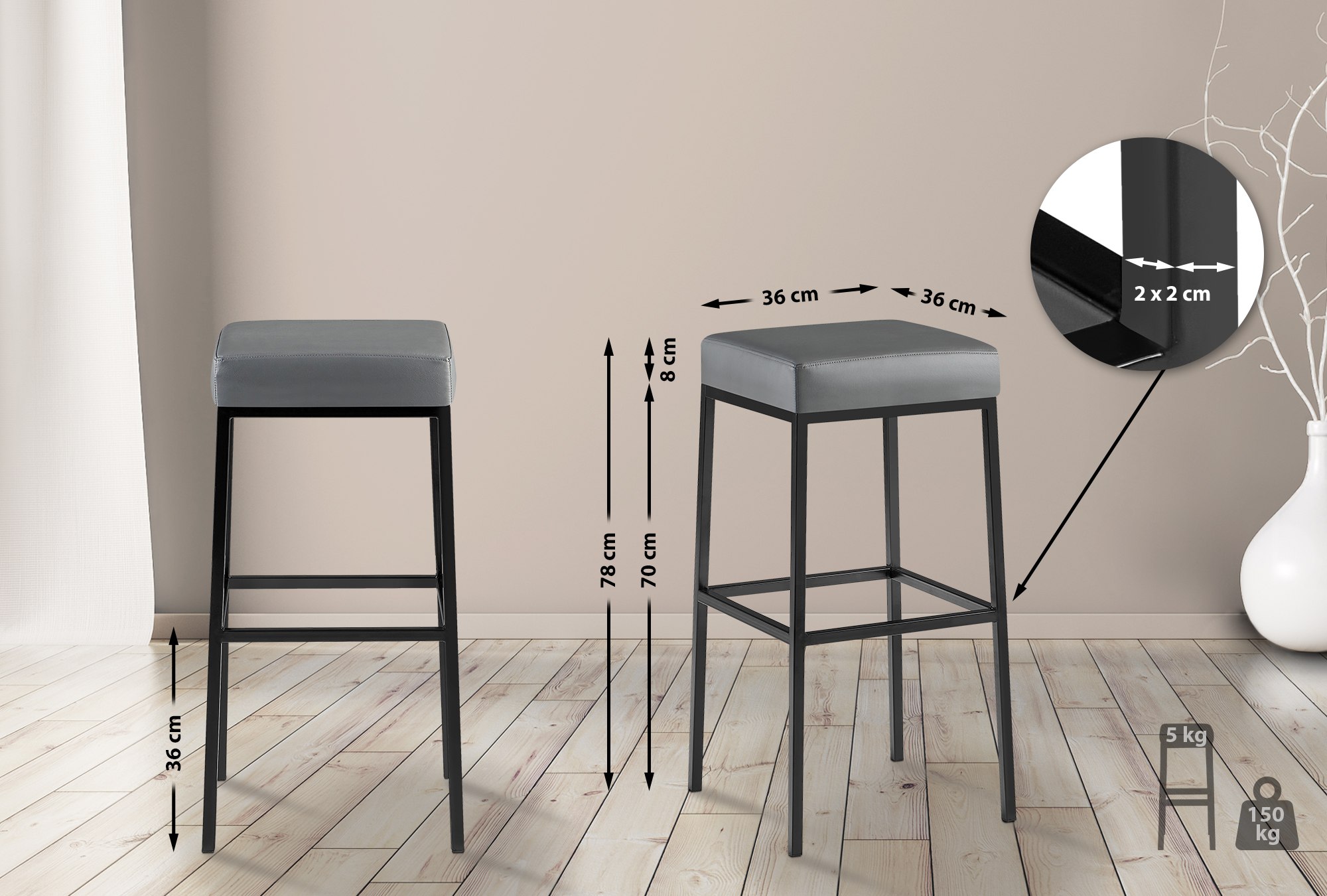 2er Set Barhocker Montreal Kunstlederbezug