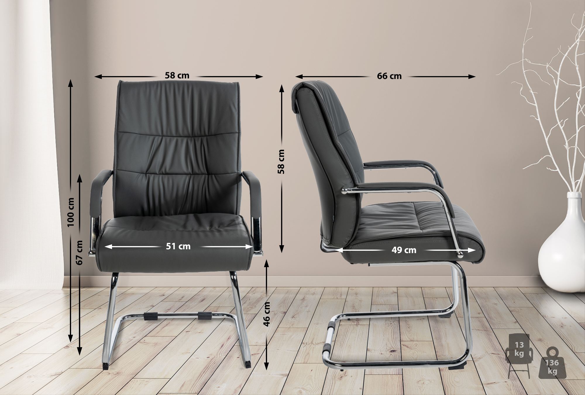 2er Set Besucherstühle Sievert