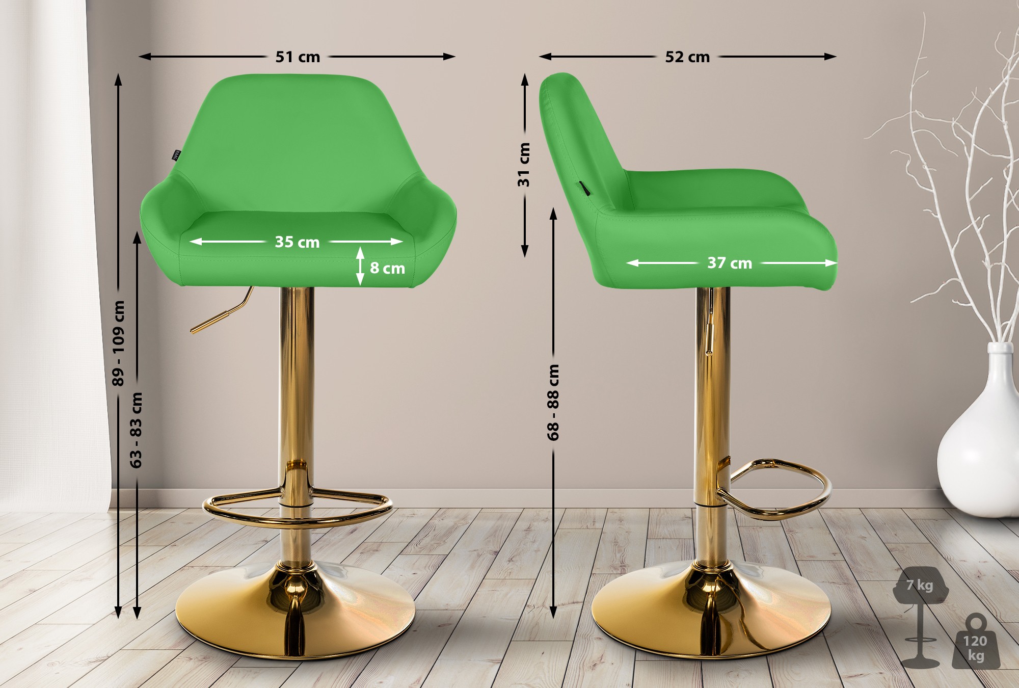 Barhocker Braga Gold Kunstleder