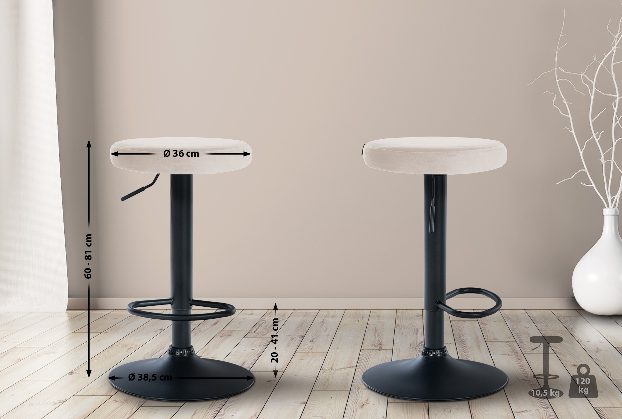 2er Set Barhocker Ponte Samt