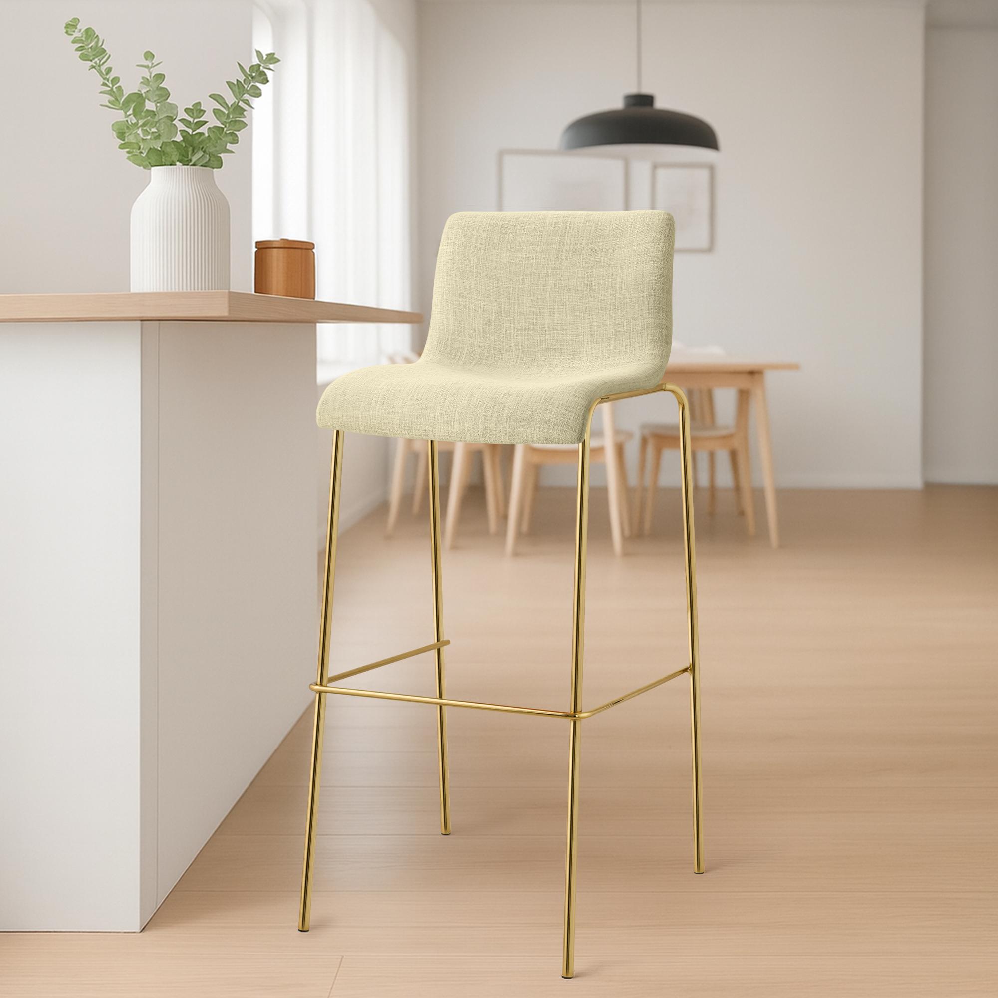 2er Set Barhocker Hover Stoff Vierfußgestell Gold
