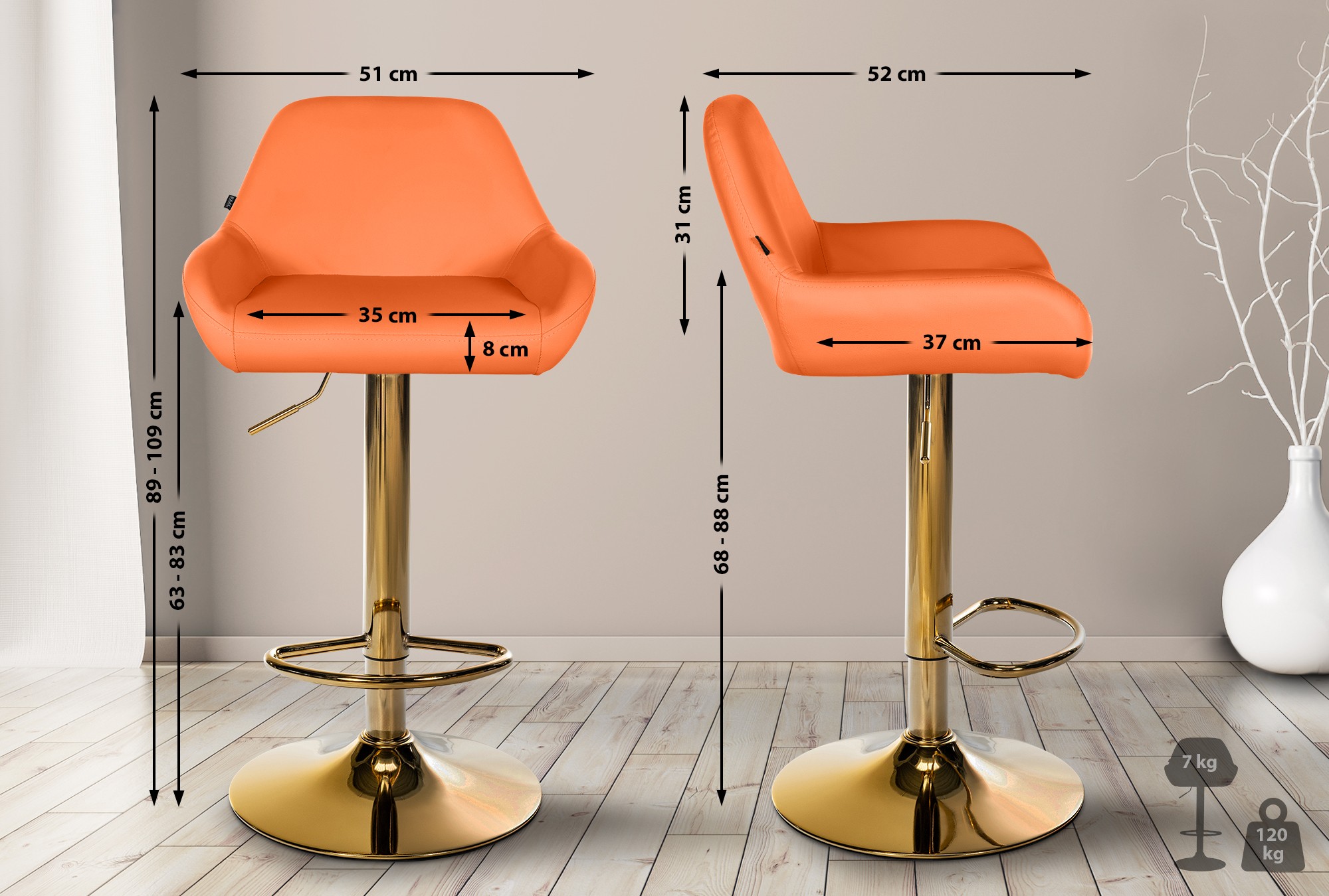 Barhocker Braga Gold Kunstleder