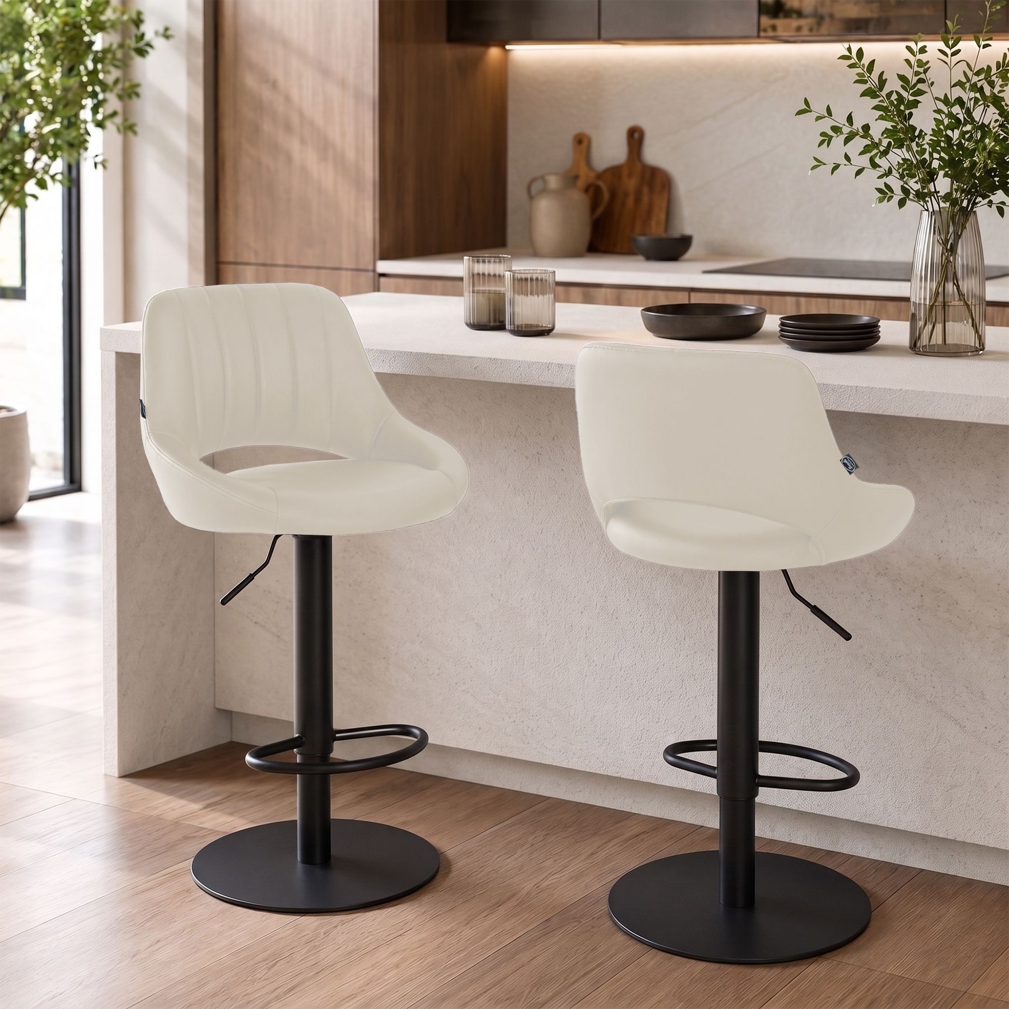 2er Set Barhocker Milet Schwarz mit extra schweren Standfüßen