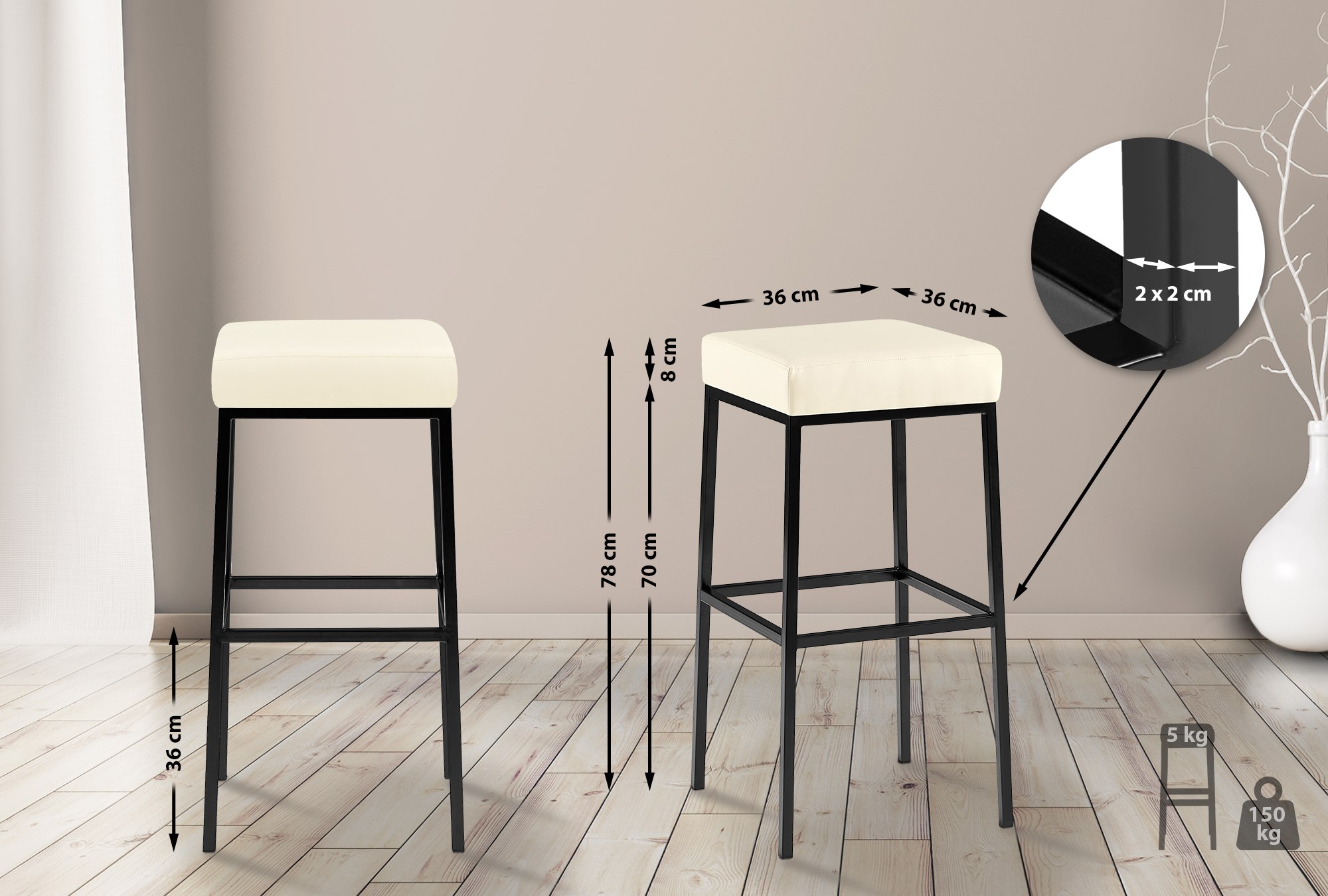 2er Set Barhocker Montreal Kunstlederbezug