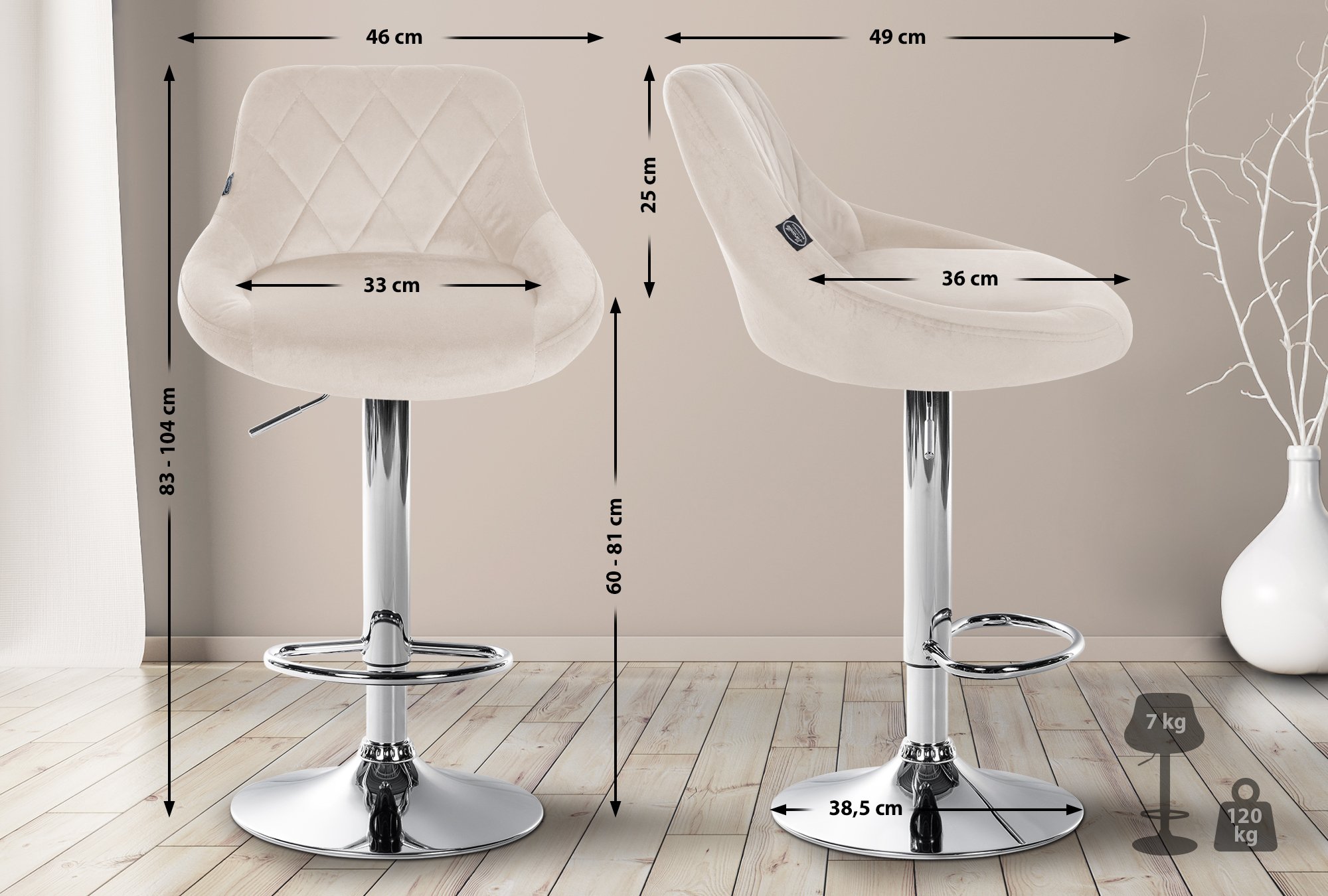 2er Set Barhocker Lazio Samt