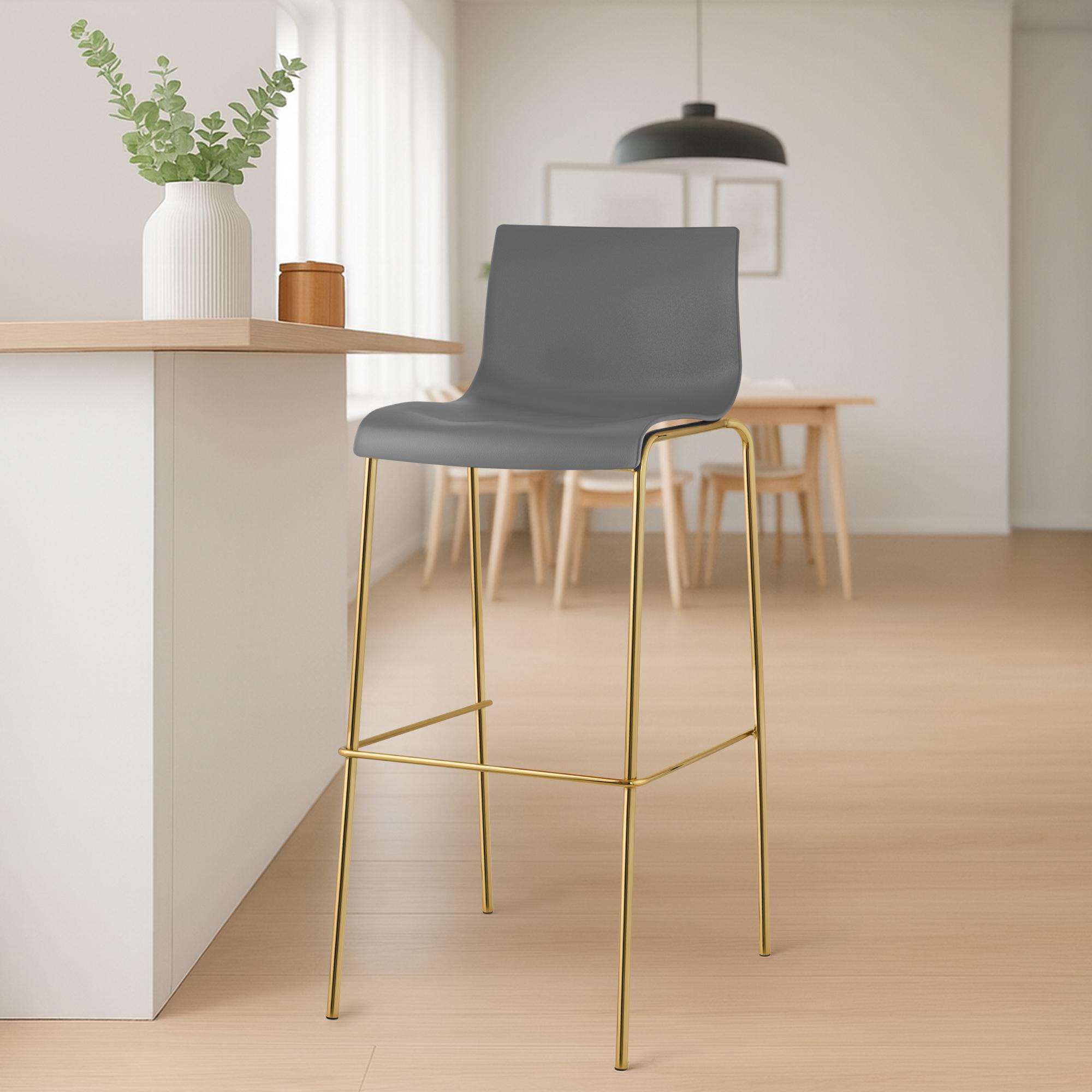 2er Set Barhocker Hover Kunststoff Vierfußgestell Gold