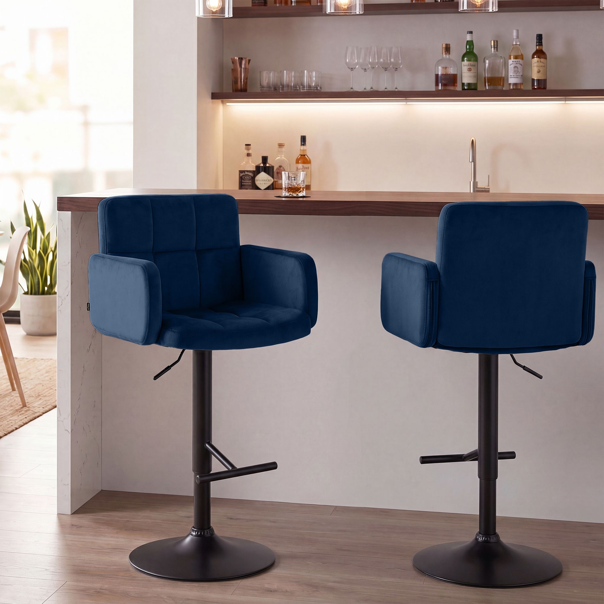2er Set Barhocker Los Angeles Samt