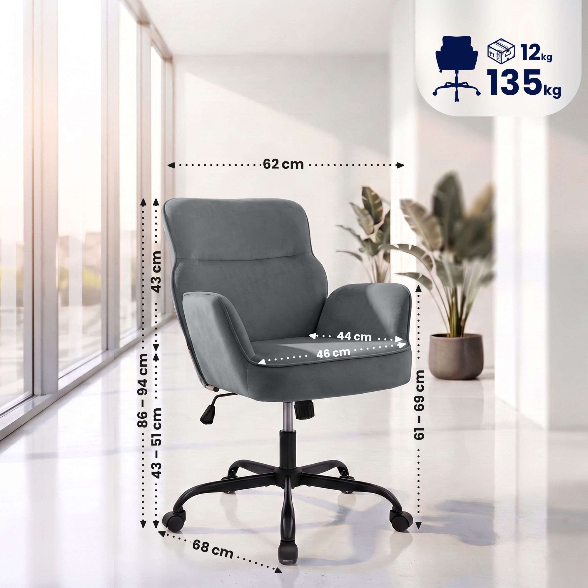 Bürostuhl Amado Samt