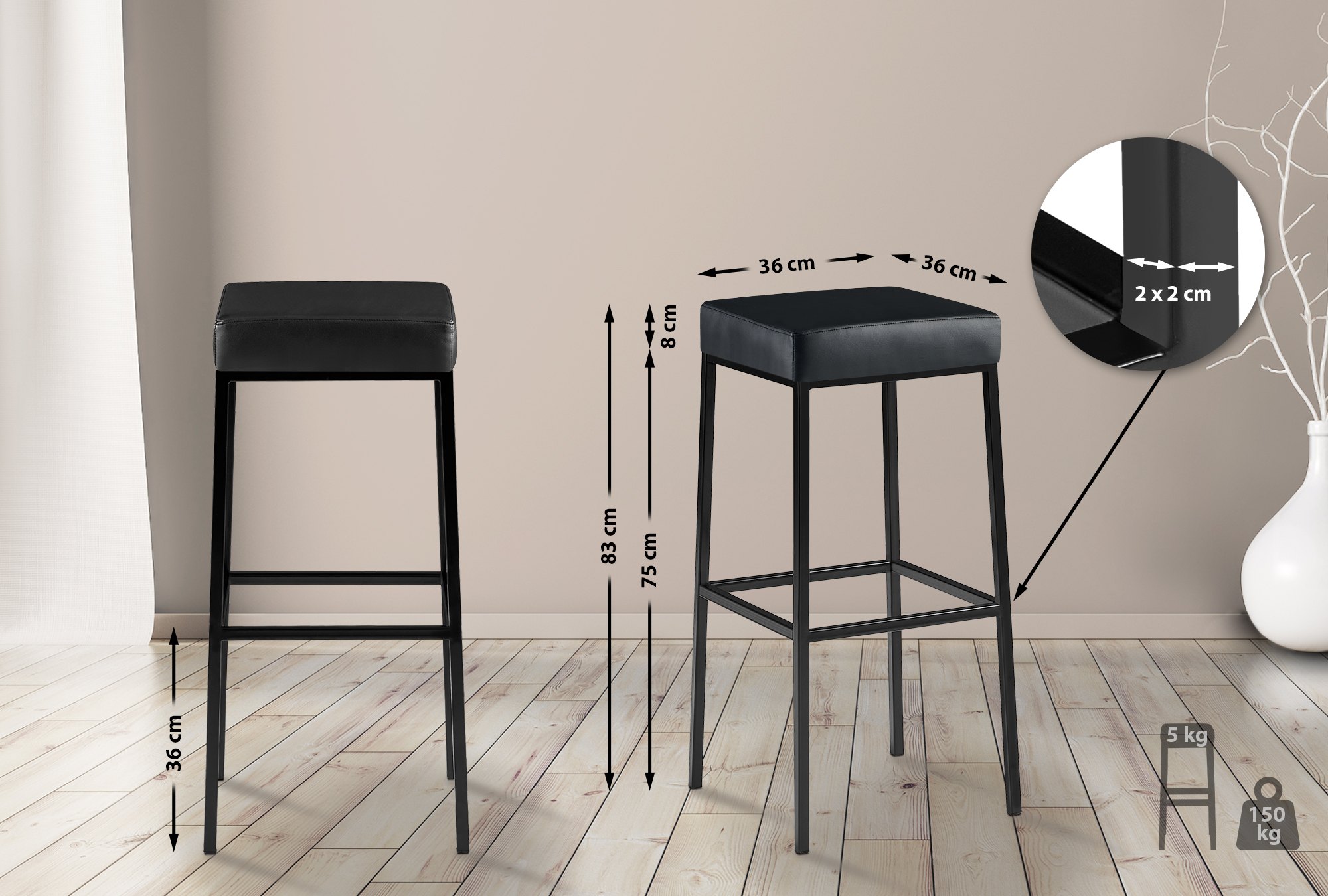 2er Set Barhocker Montreal Kunstlederbezug