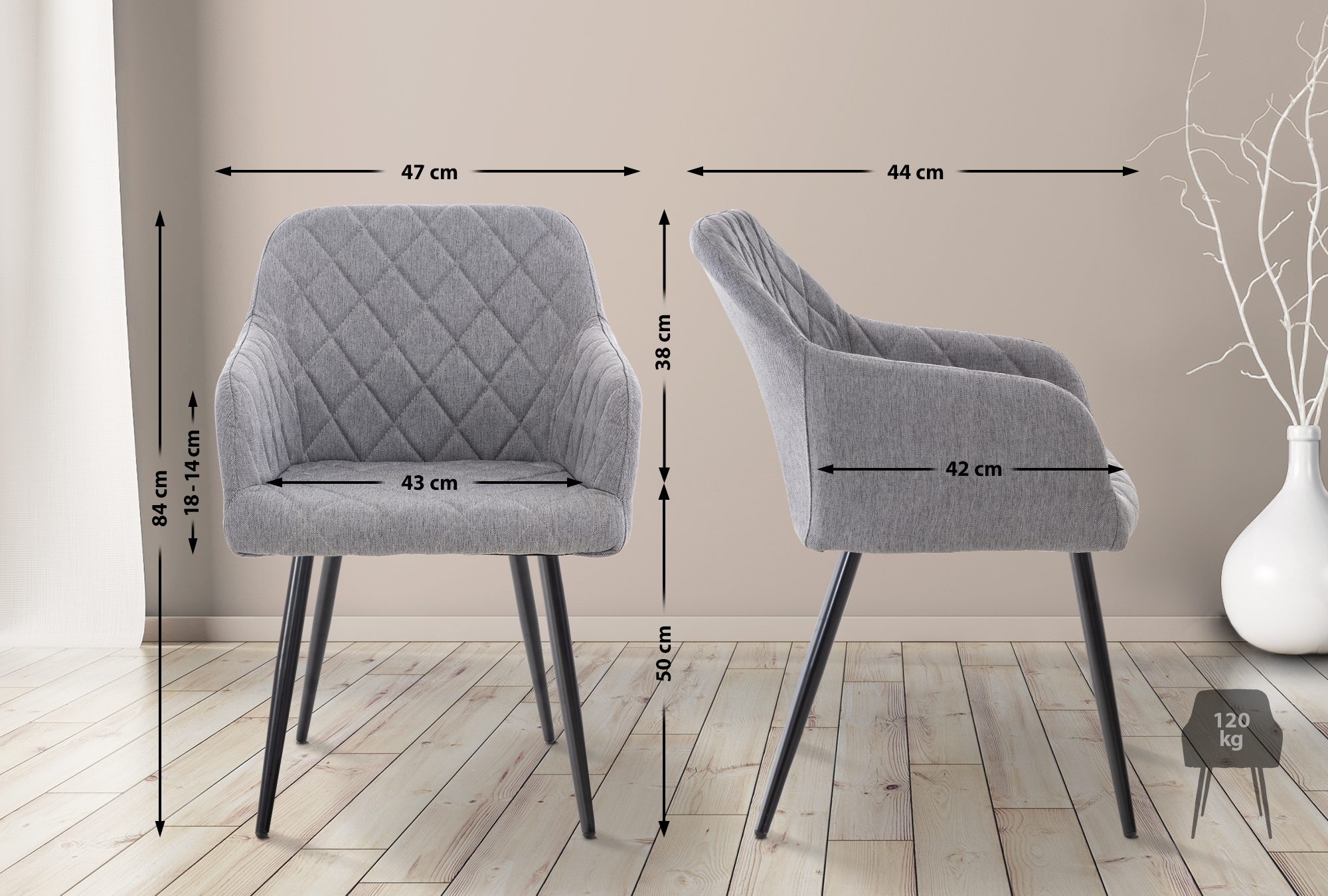 2er Set Esszimmerstuhl Shila
