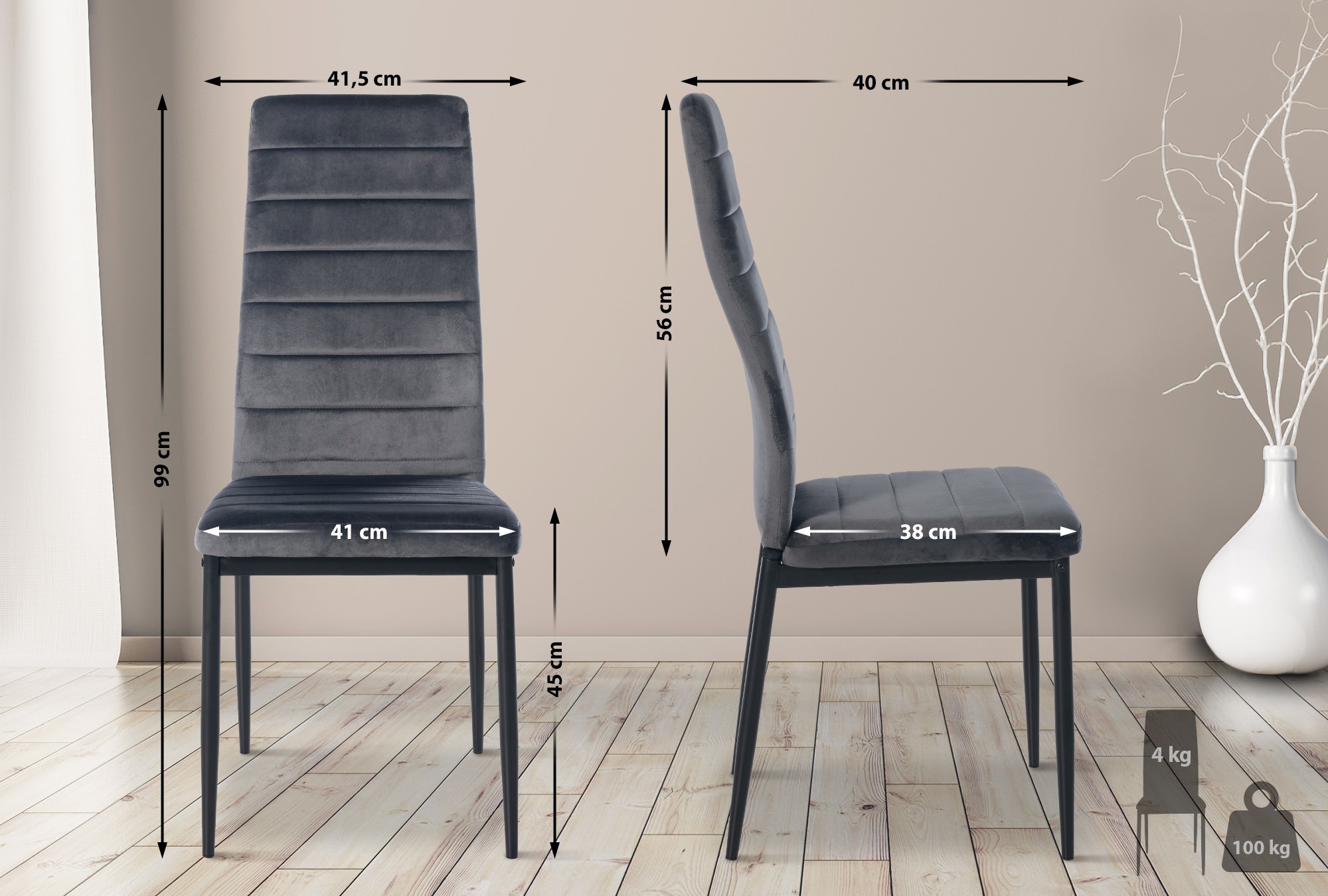 4er Set Esszimmerstühle Mayfair