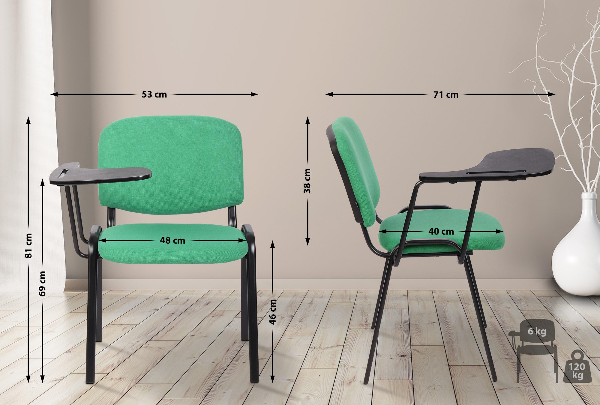 4er Set Stuhl Ken mit Klapptisch Stoff