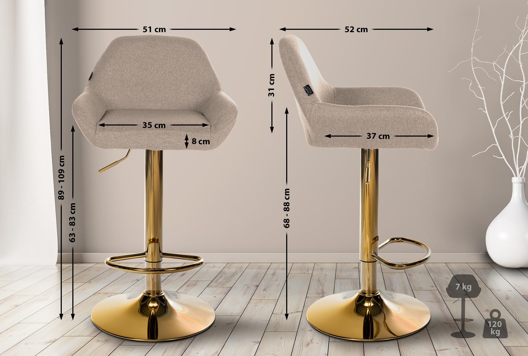 2er Set Barhocker Braga Gold Stoff