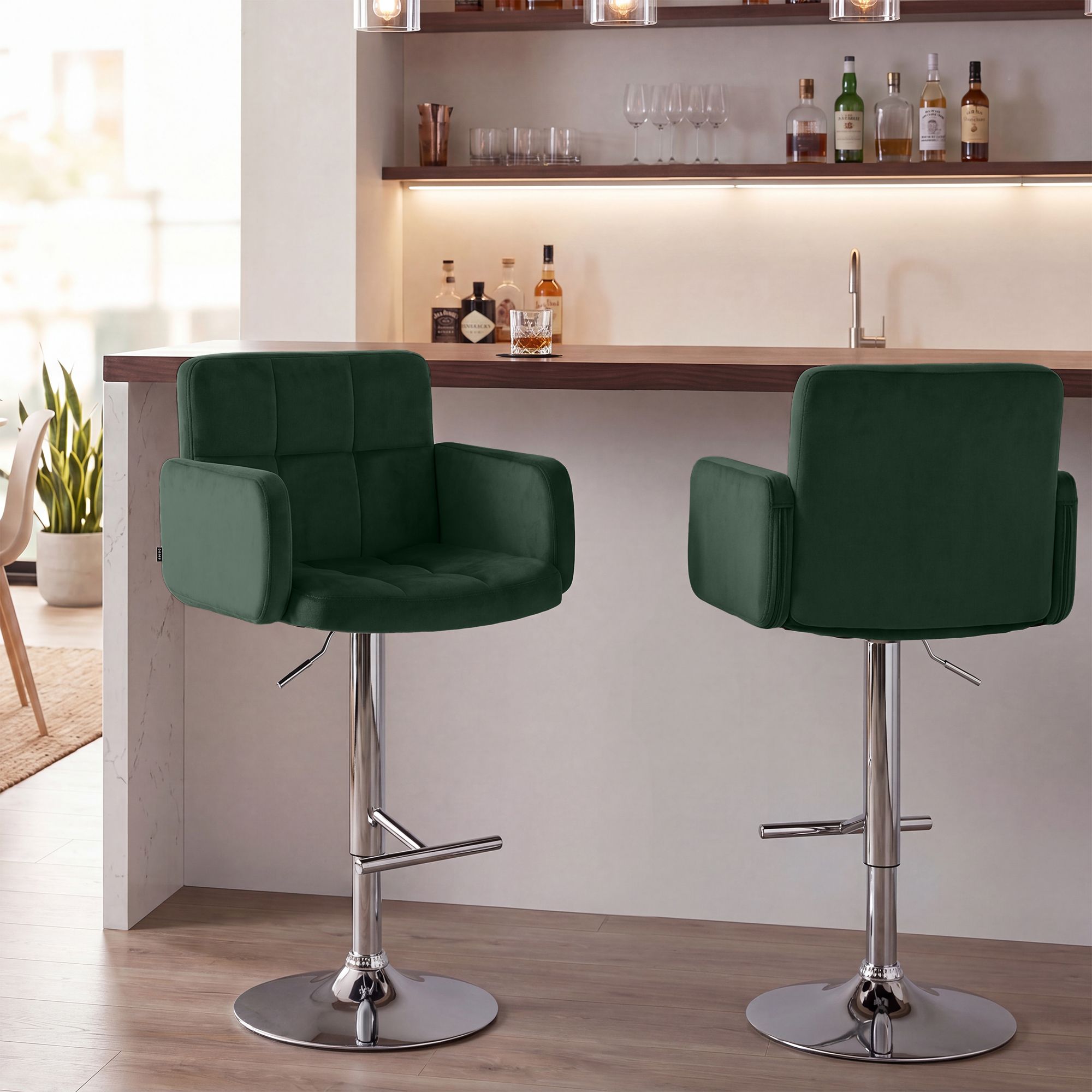 2er Set Barhocker Los Angeles Samt
