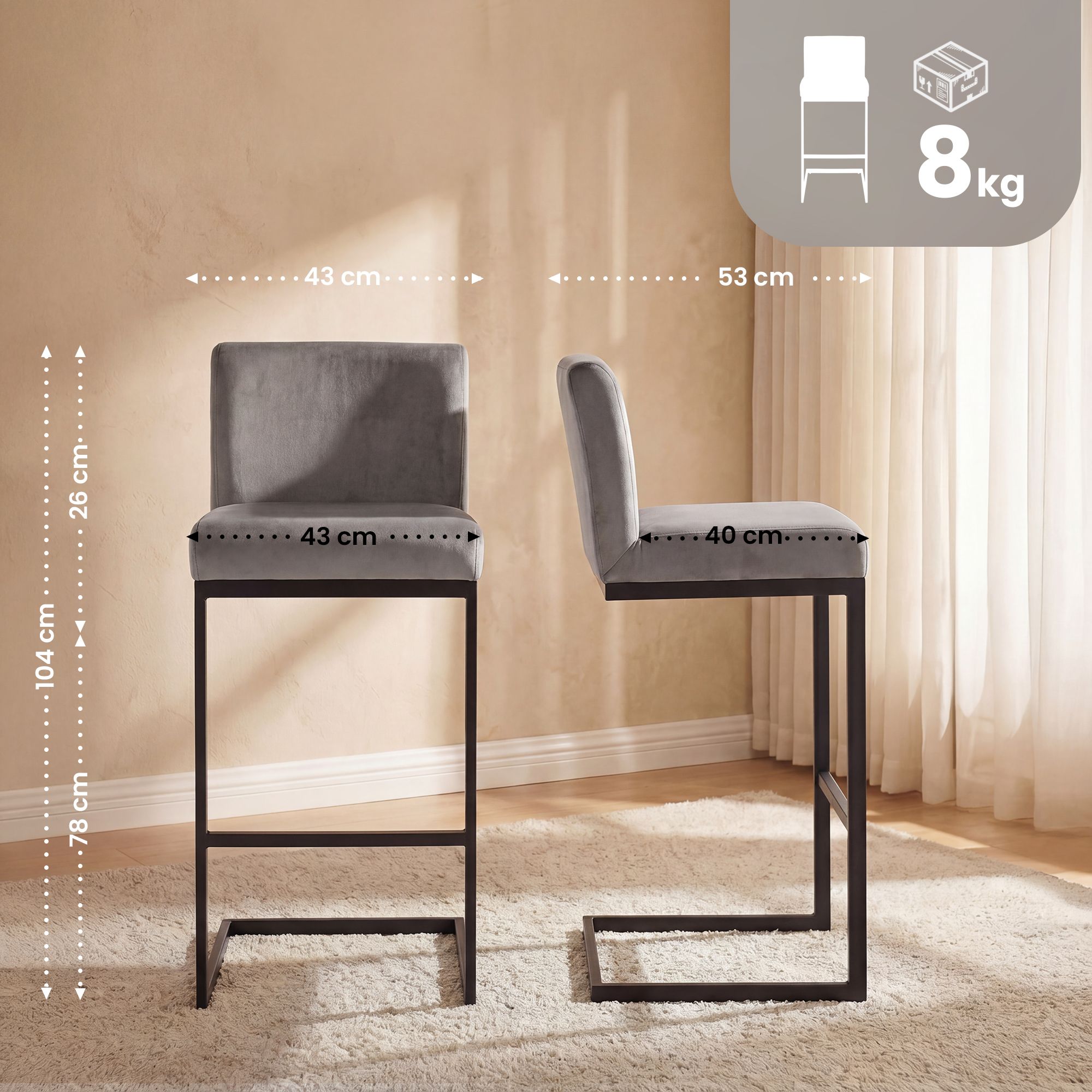 Barhocker Hopewell Samt