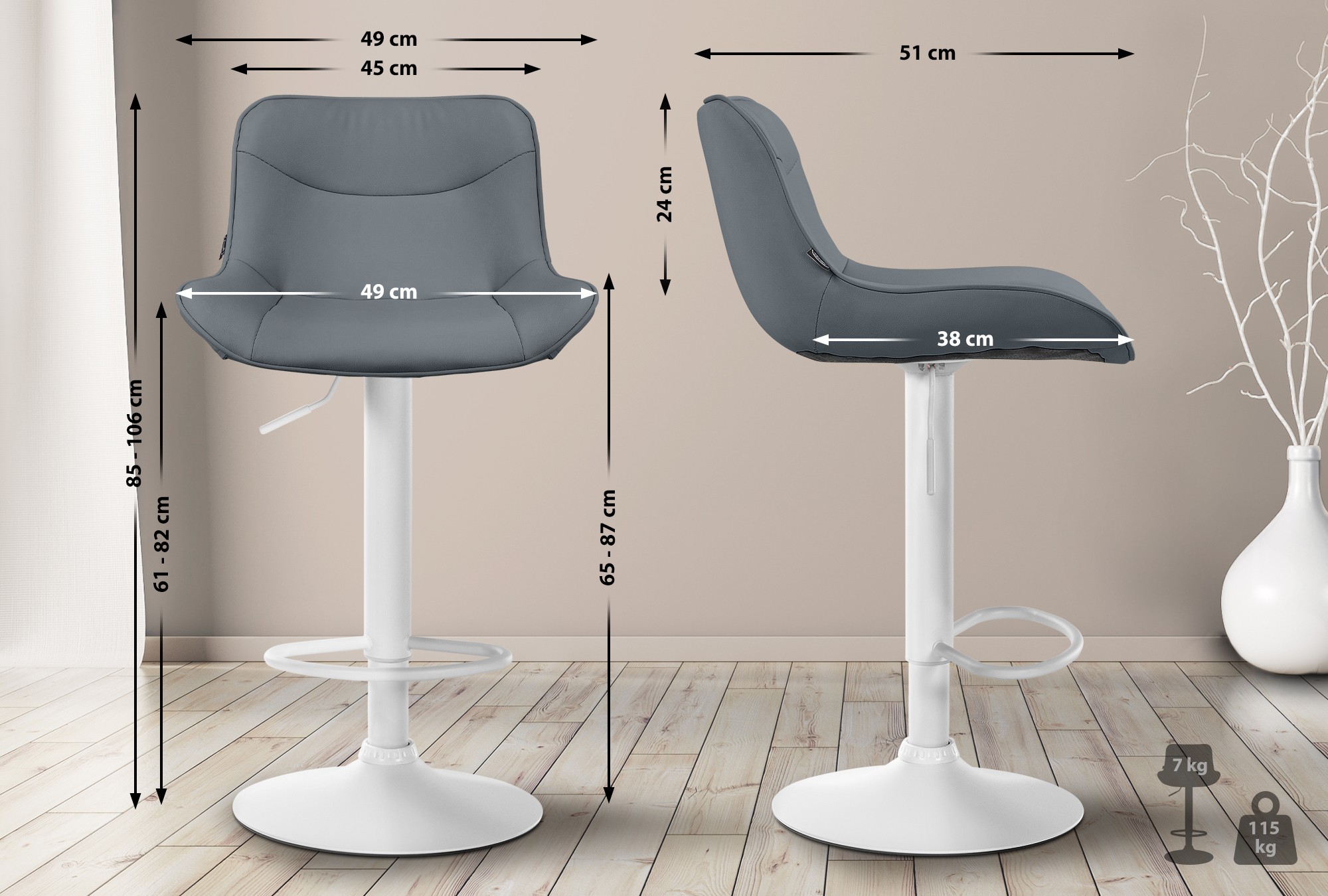 2er Set Barhocker Vonore Kunstleder