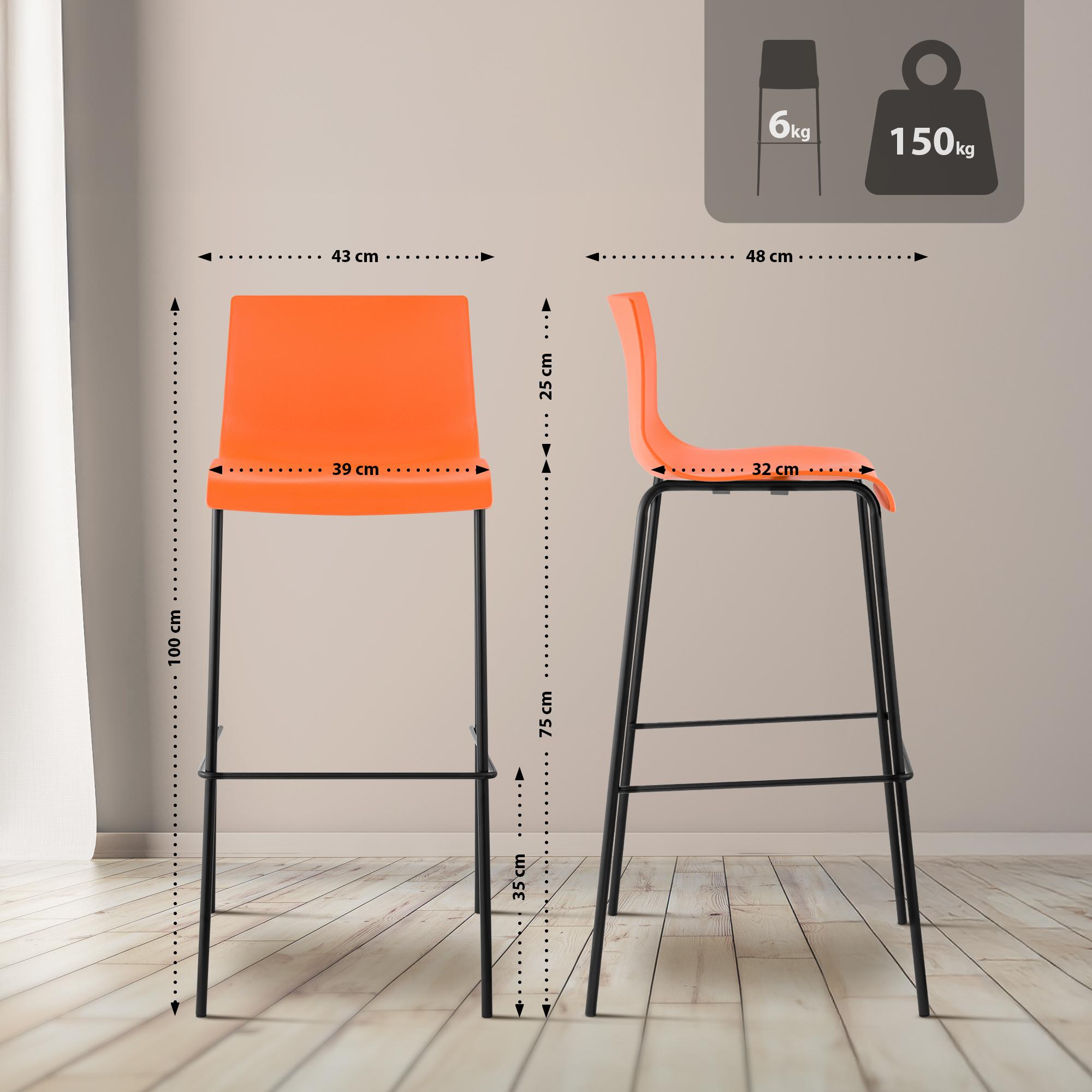 2er Set Barhocker Hover Kunststoff 4-Fuß Gestell