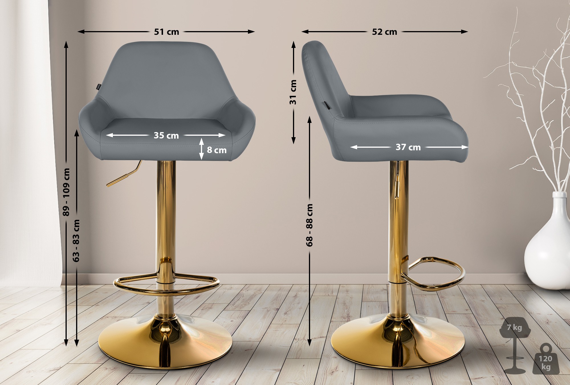Barhocker Braga Gold Kunstleder