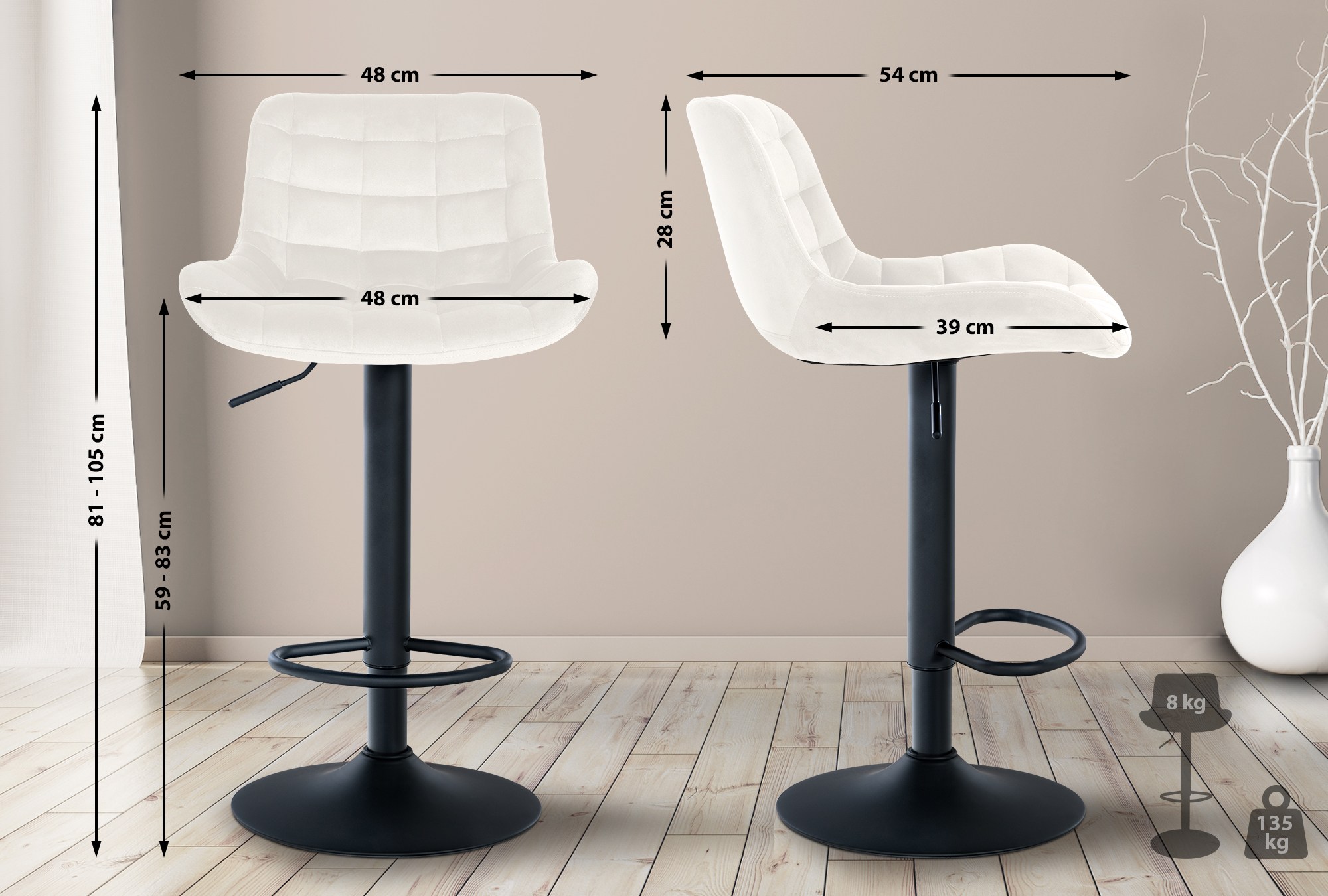 2er Set Barhocker Tover