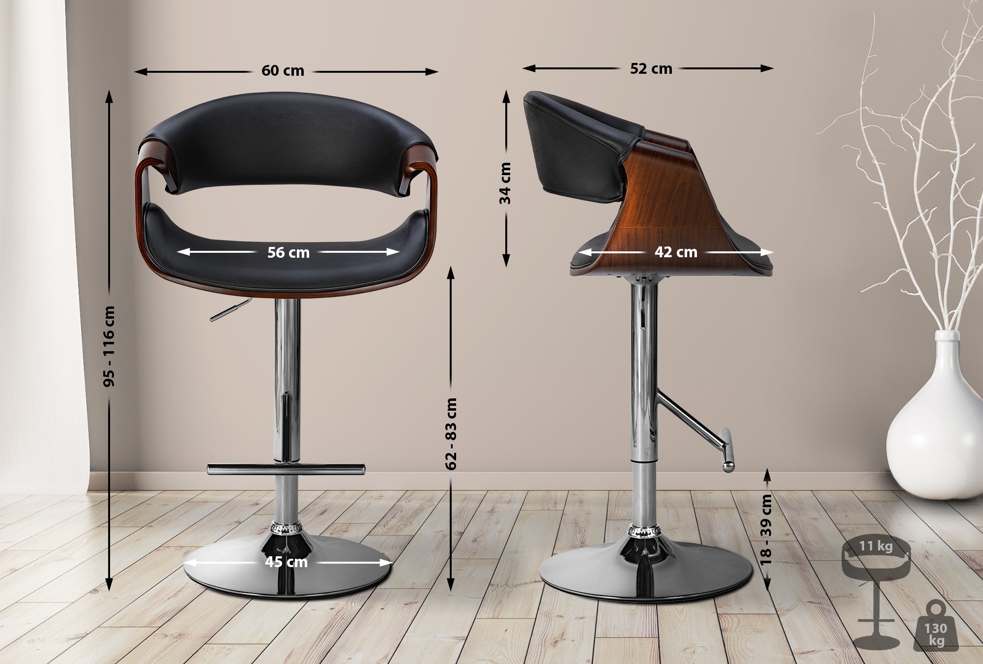 2er Set Barhocker Foley Kunstleder