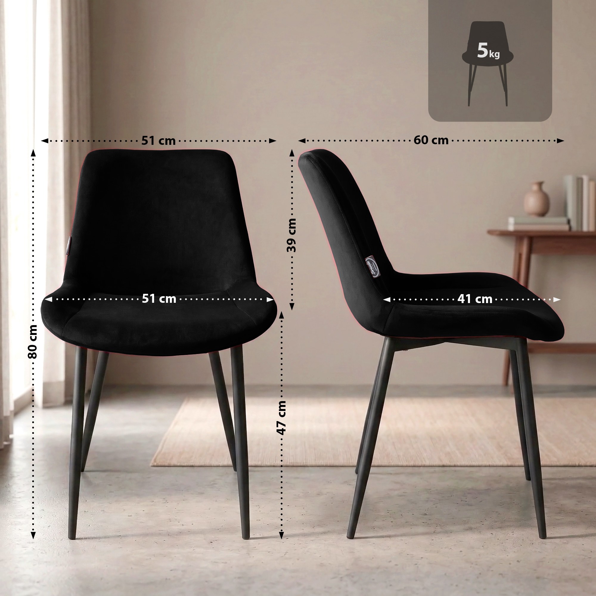 2er Set Esszimmerstühle Victoria Samt
