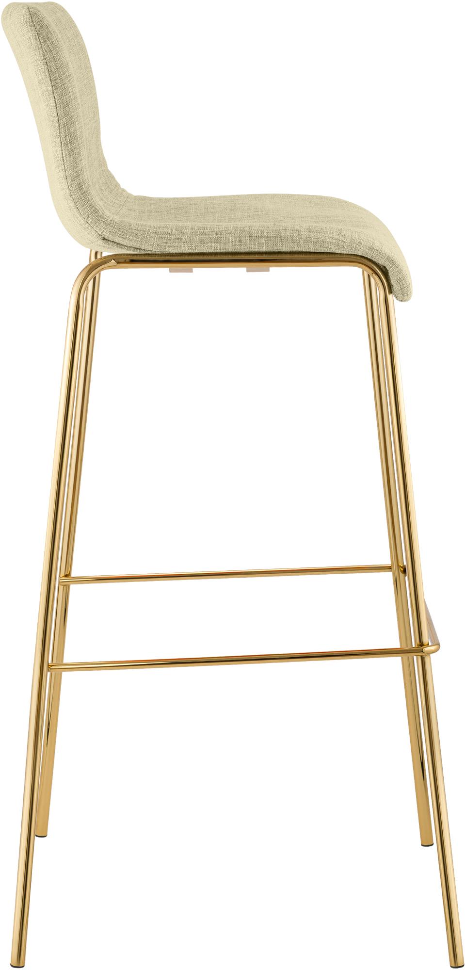 2er Set Barhocker Hover Stoff Vierfußgestell Gold
