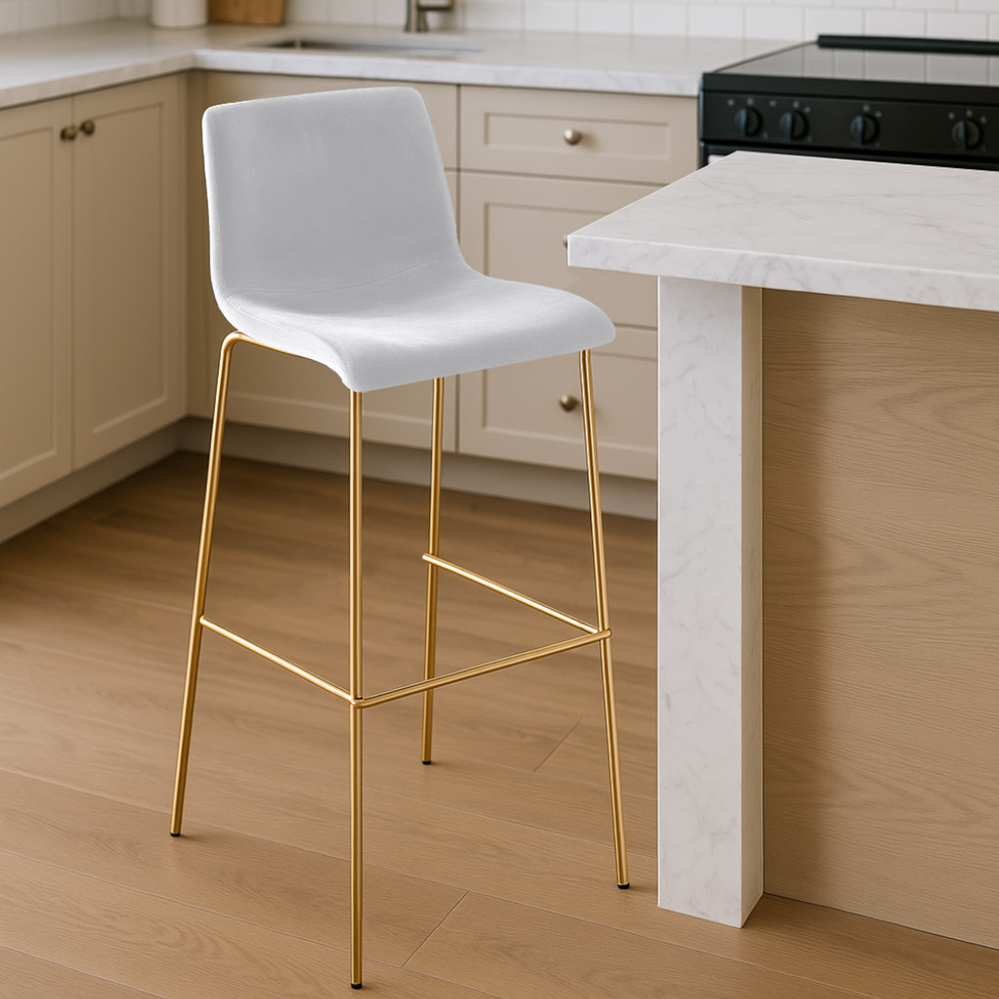 Barhocker Hoover Samt Vierfußgestell Gold