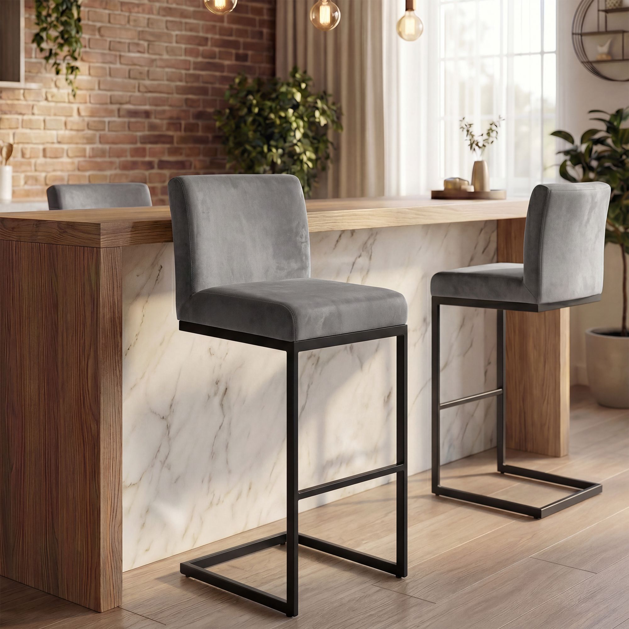 2er Set Barhocker Hopewell Samt