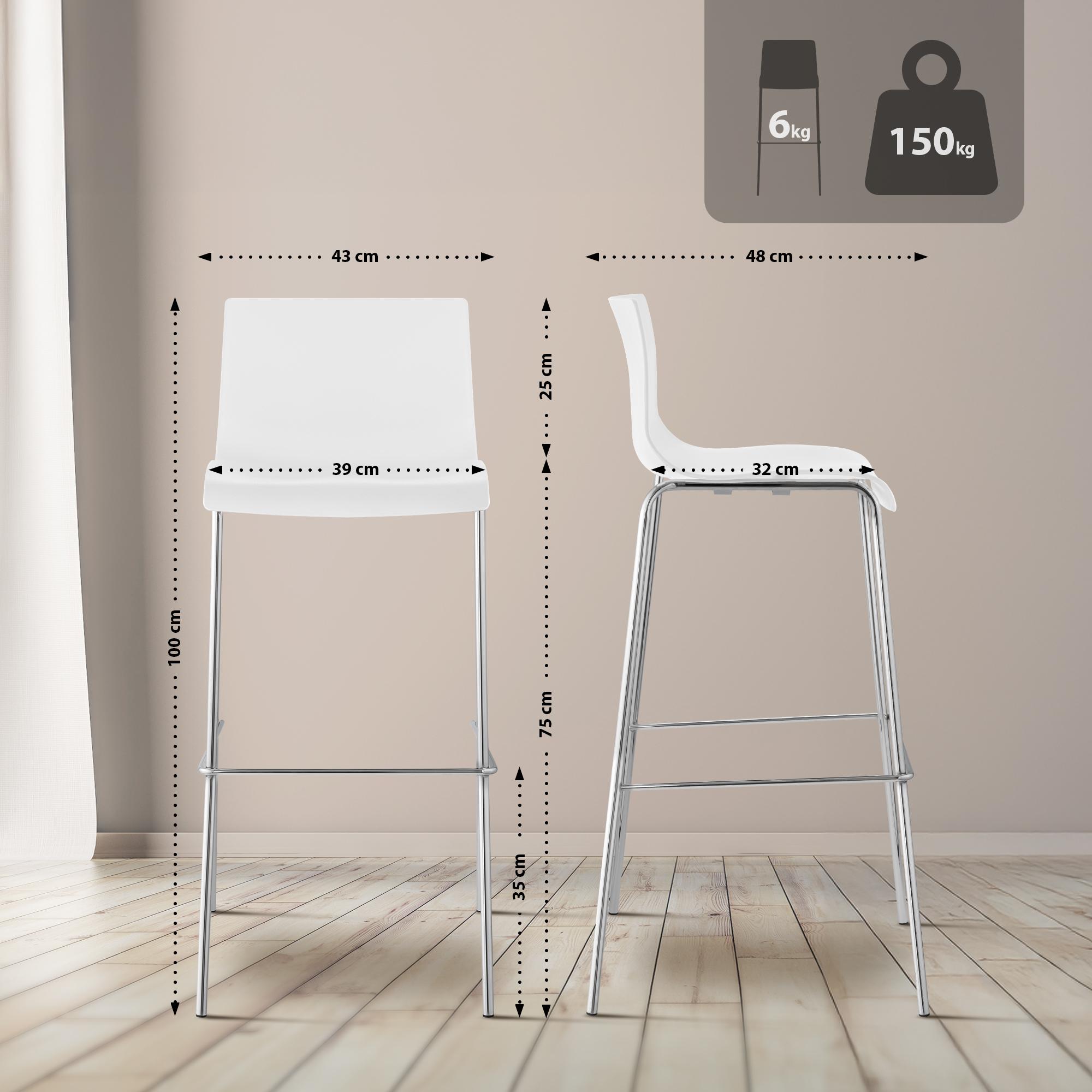 2er Set Barhocker Hover Kunststoff 4-Fuß Gestell