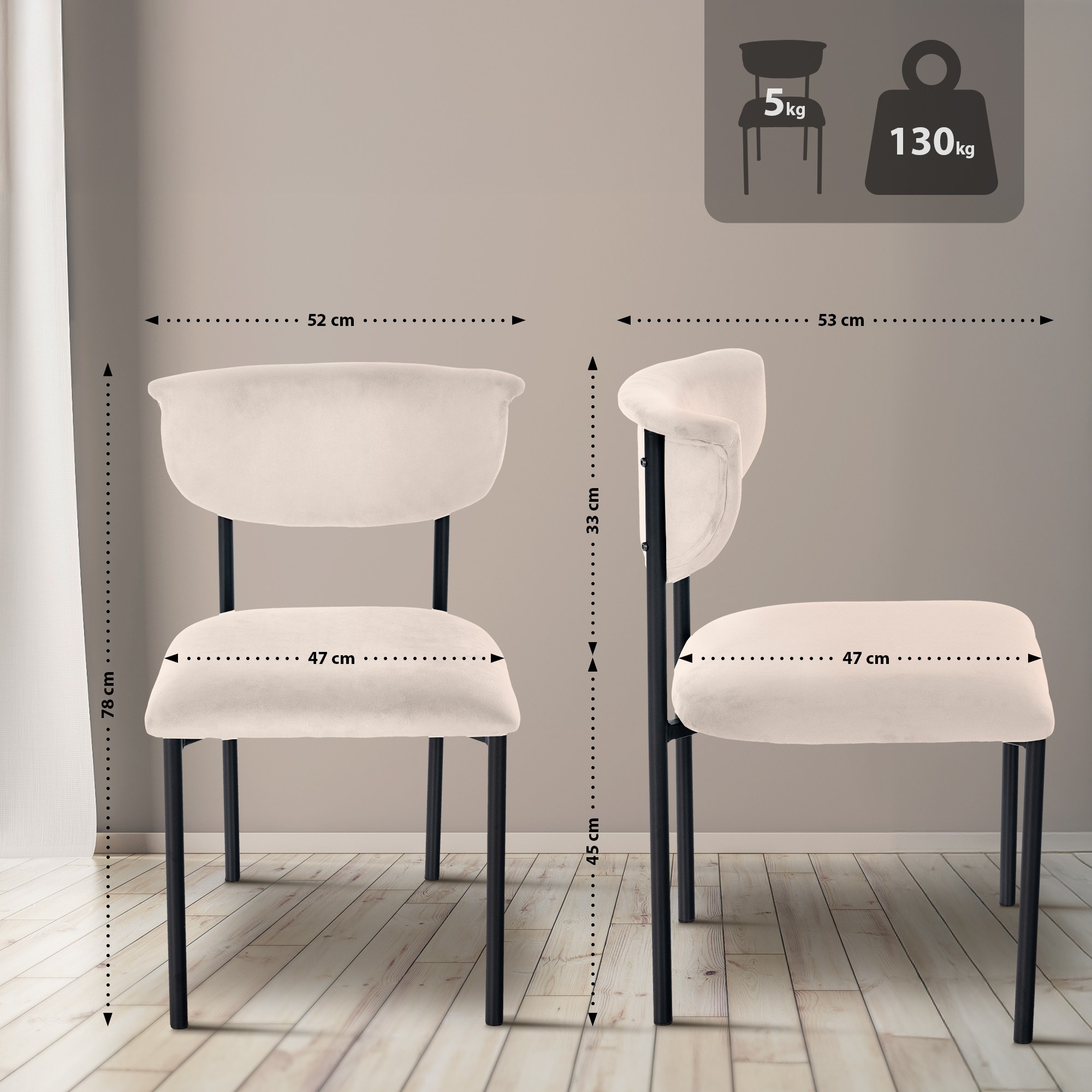 2er Set Esszimmerstuhl Gambell Samt