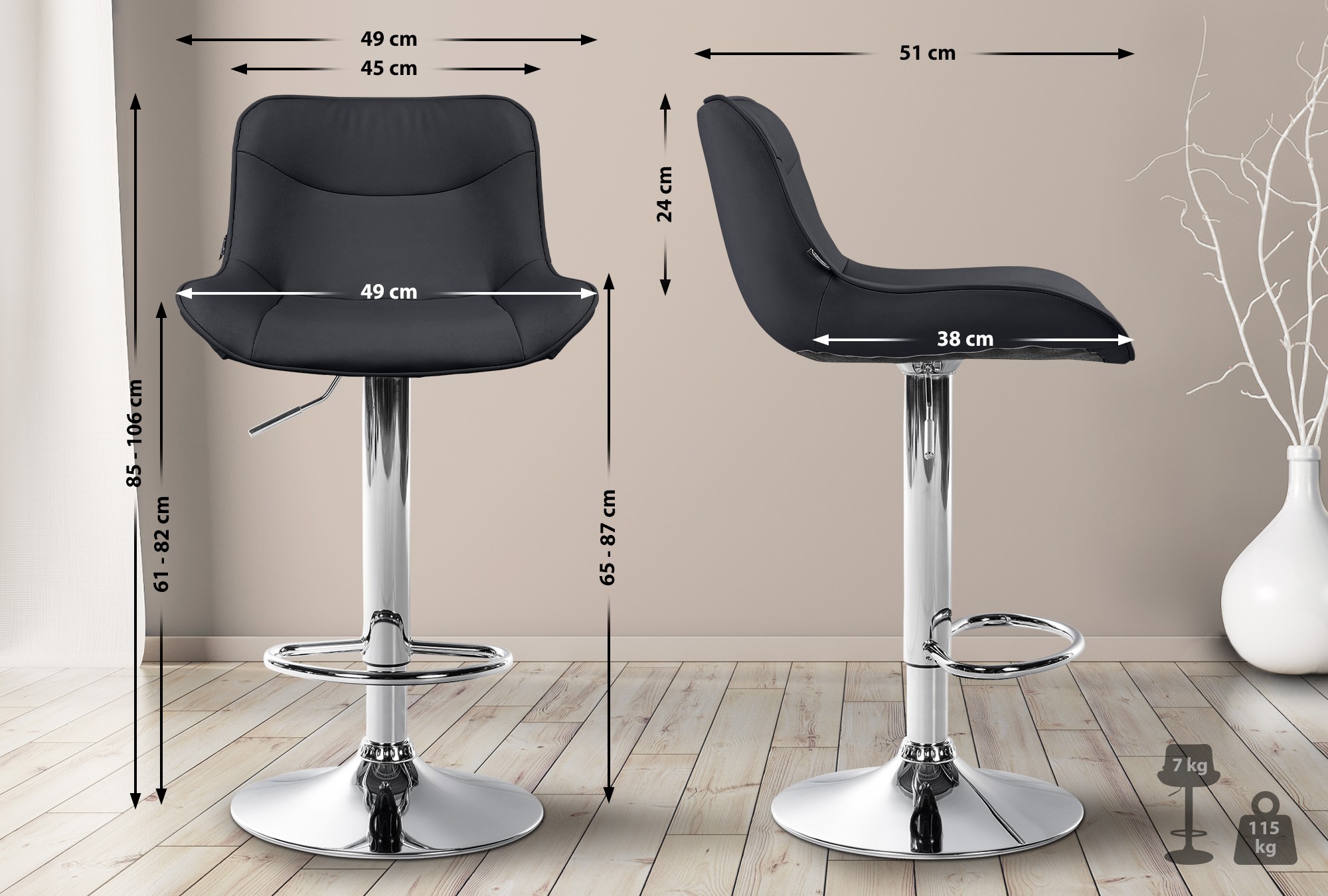2er Set Barhocker Vonore Kunstleder