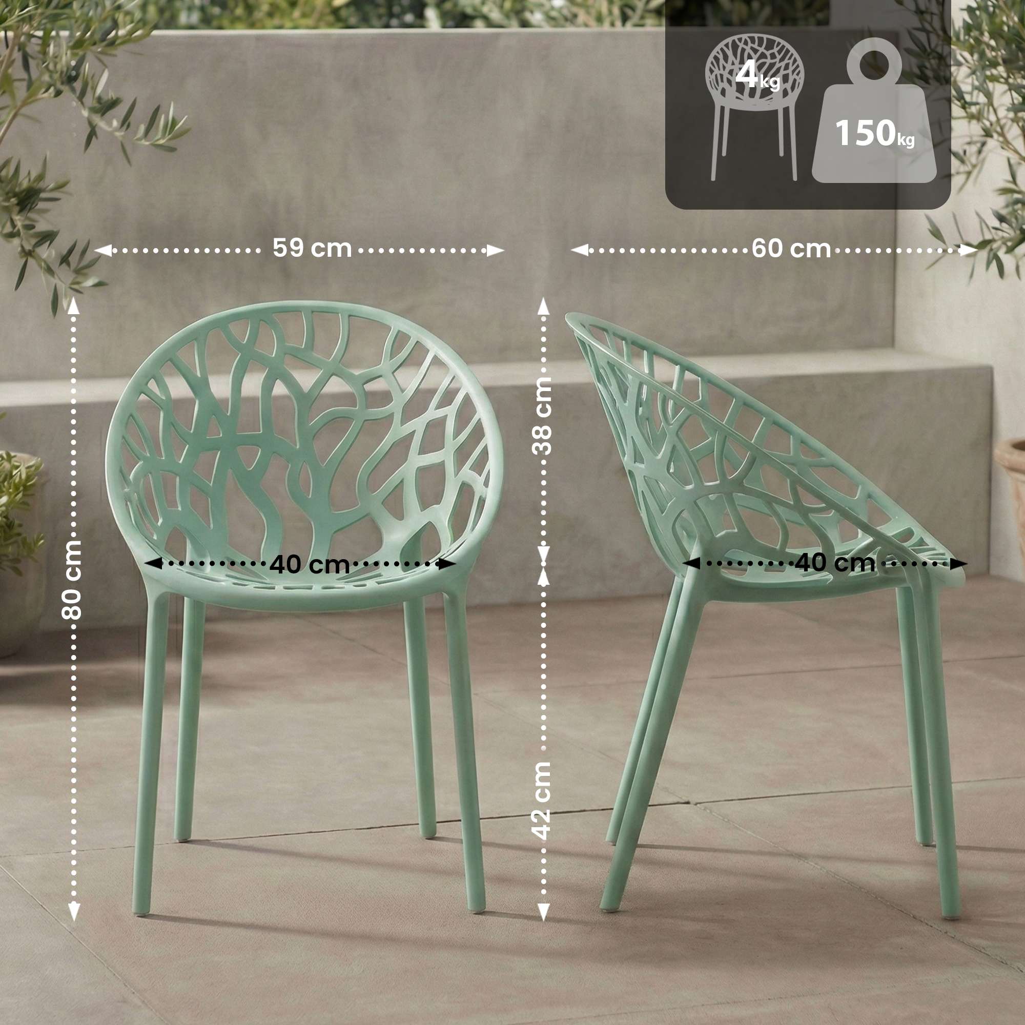 2er Set Gartenstühle Hope
