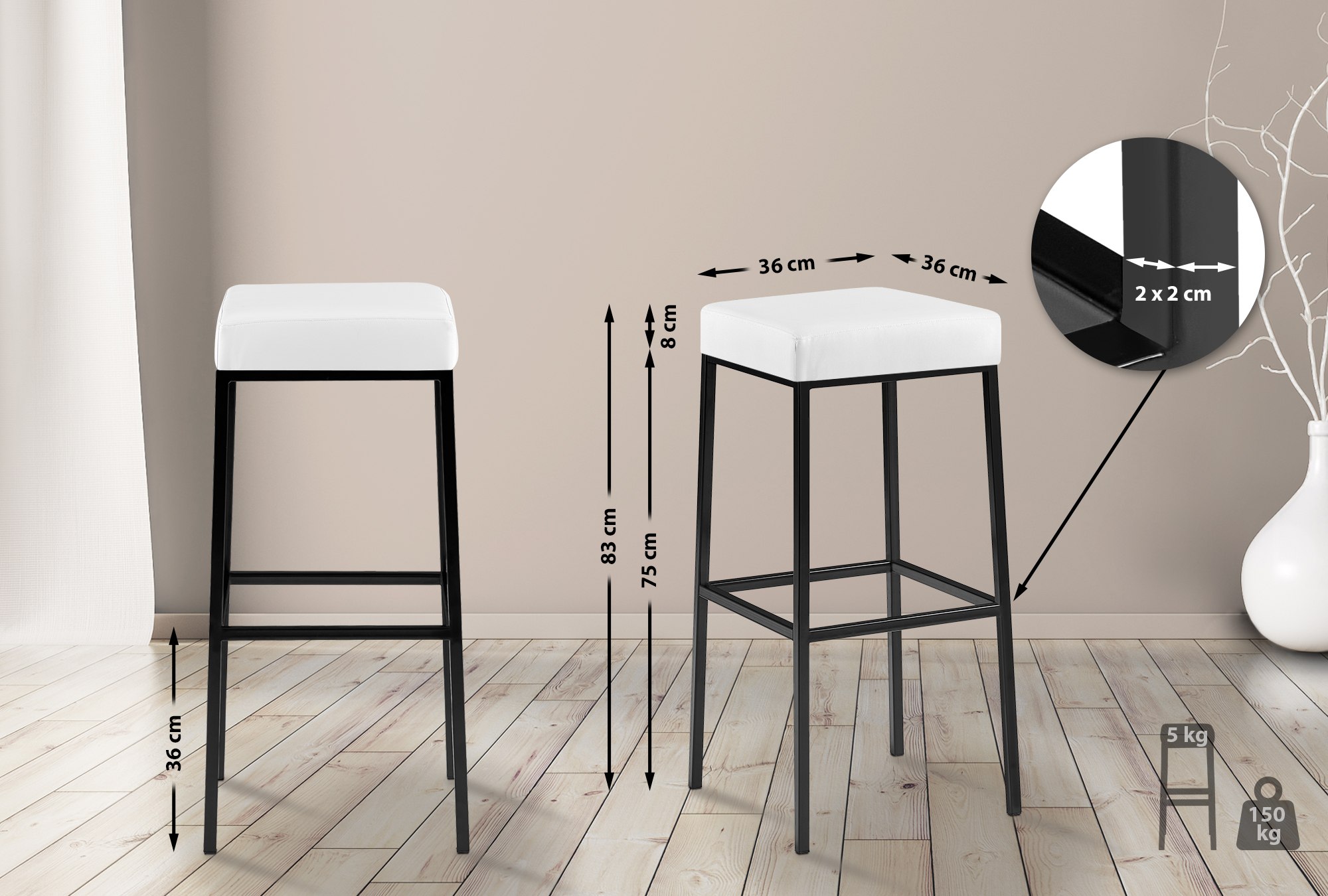2er Set Barhocker Montreal Kunstlederbezug