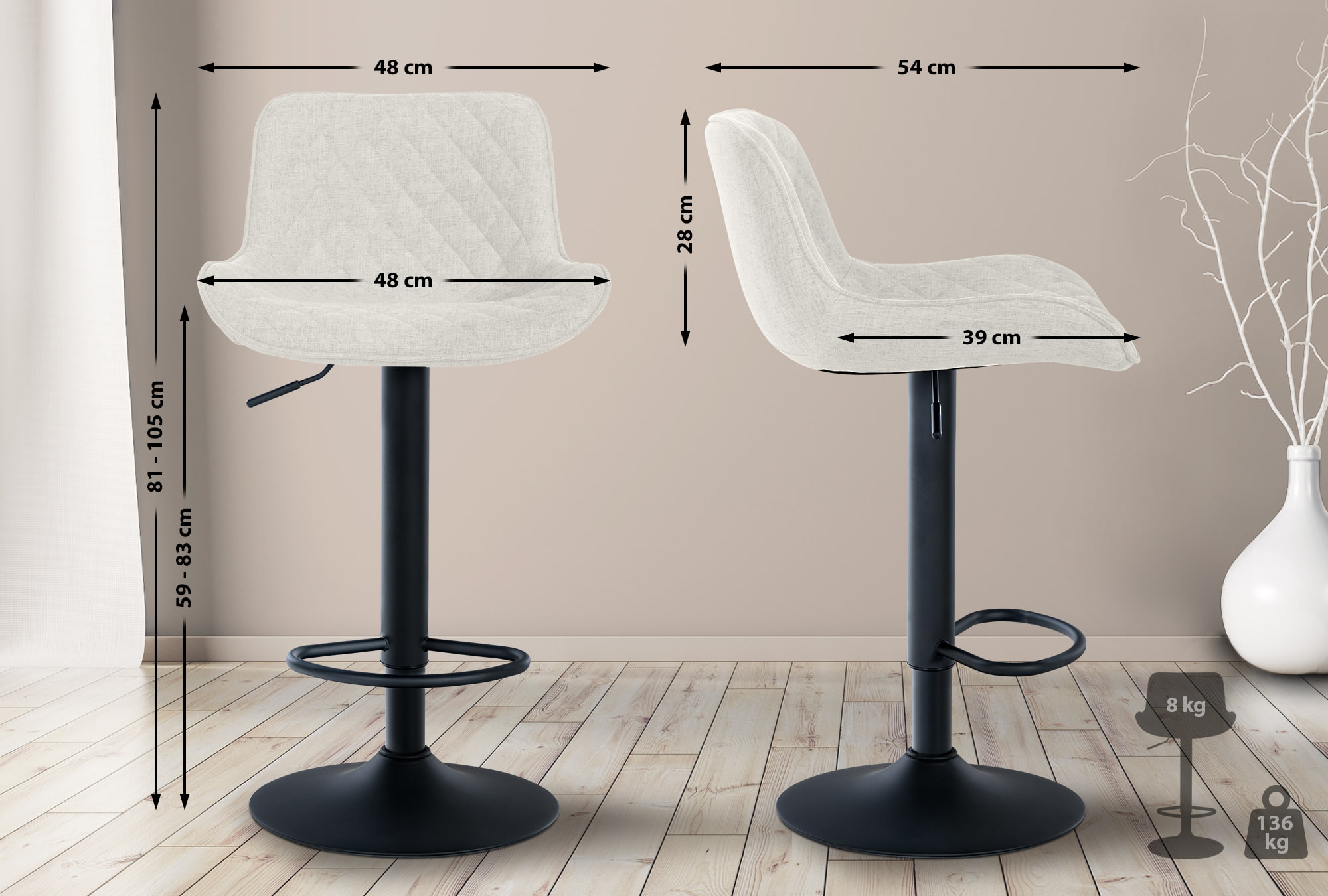 2er Set Barhocker Minosa