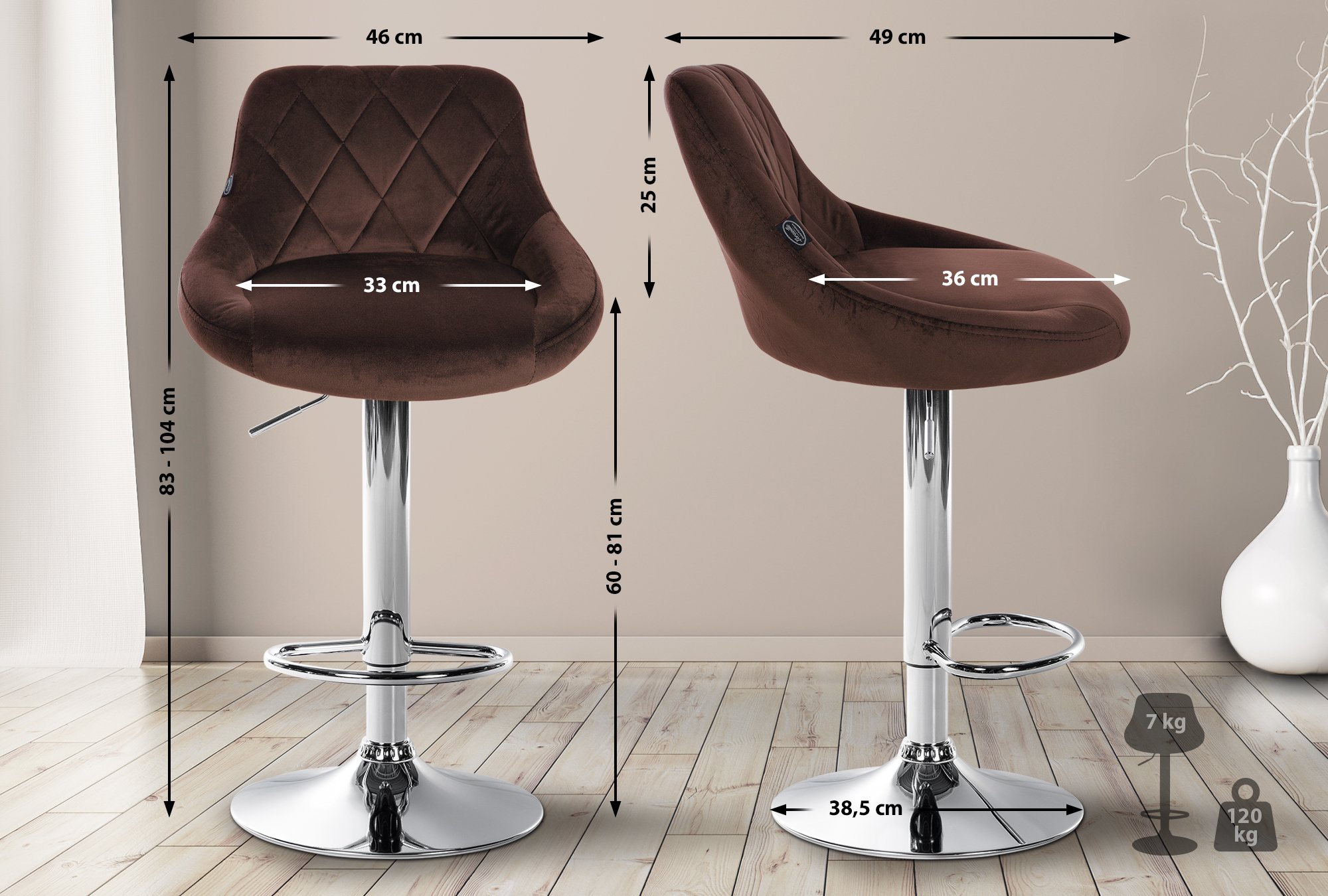2er Set Barhocker Lazio Samt