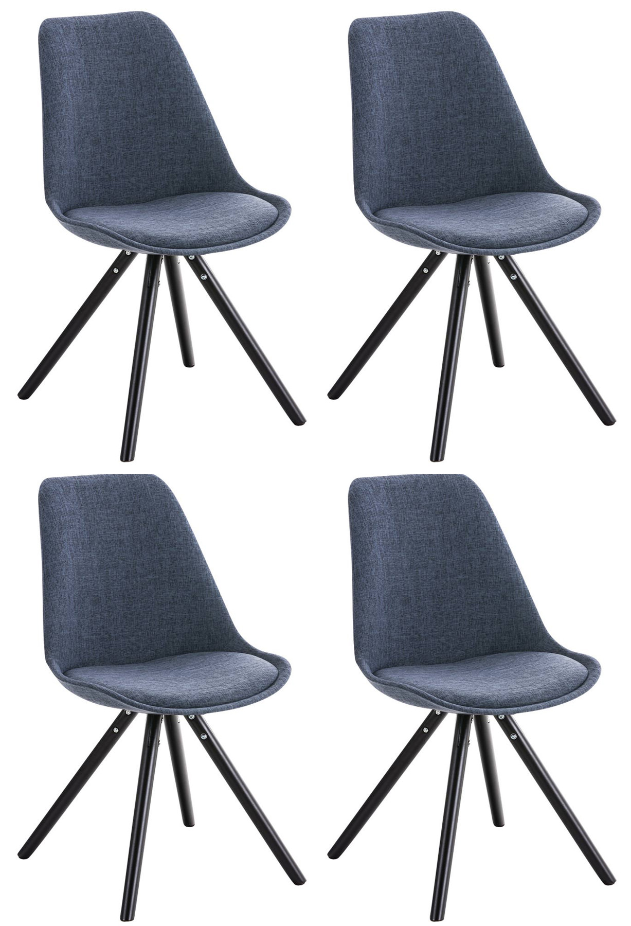 4er Set Stühle Pegleg Stoff Rund blau schwarz