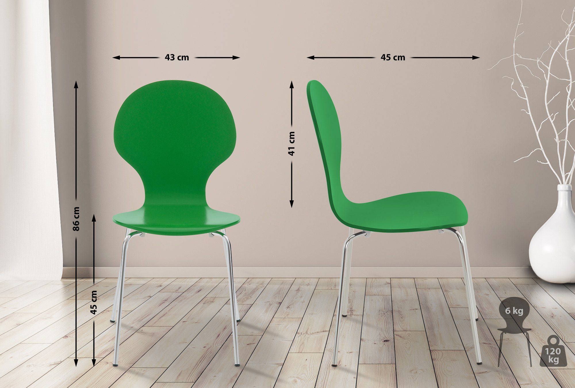 2x Stapelstuhl DIEGO ergonomisch