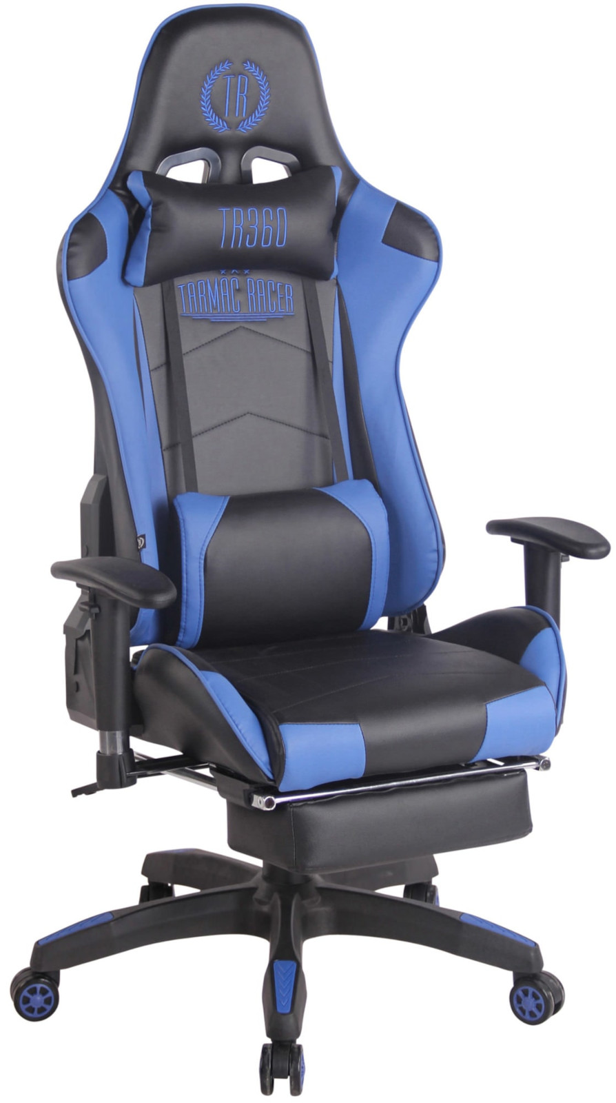Gaming Bürostuhl Turbo XL mit Fußablage schwarz/blau Kunstleder