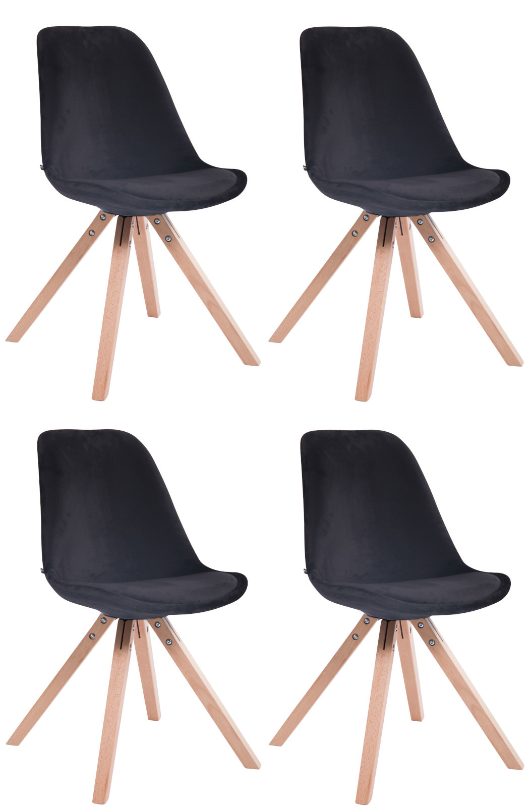 4er Set Stühle Toulouse Samt Square
