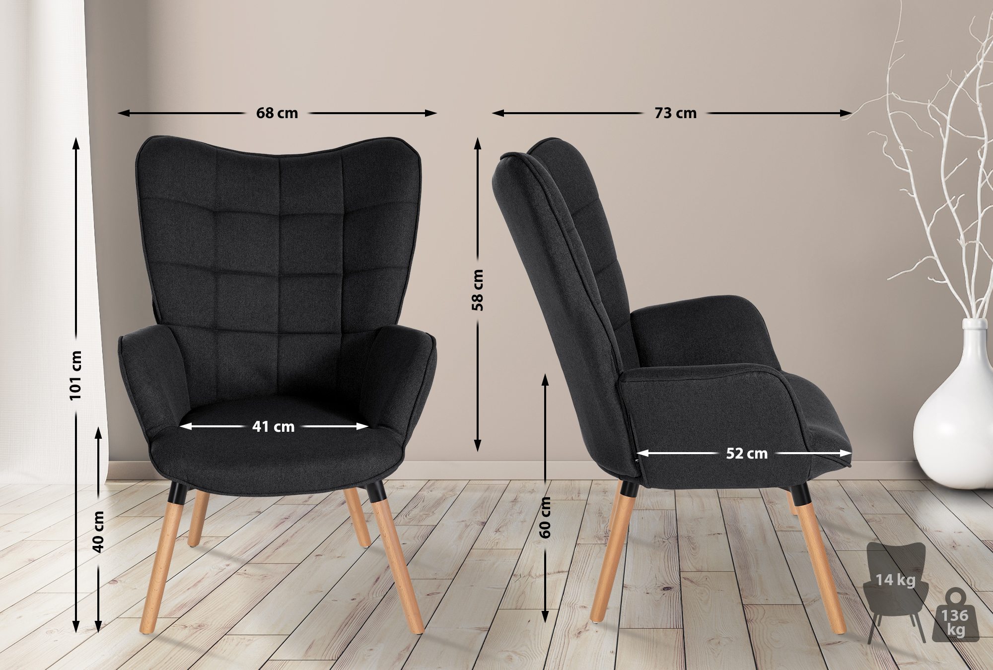 Sessel Garding Stoff-Bezug