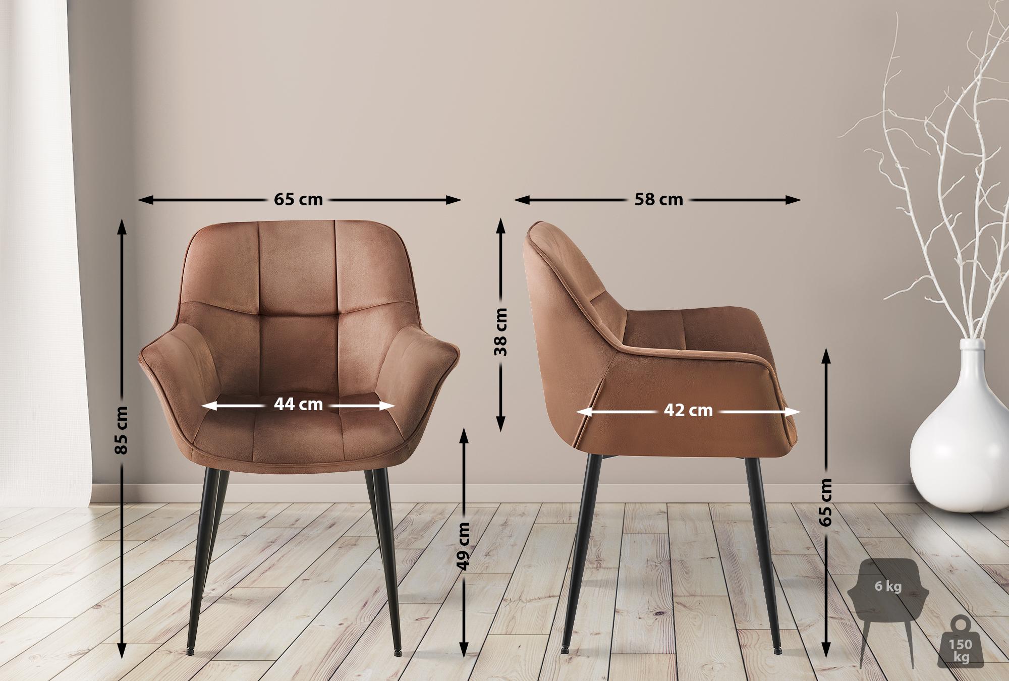 2er Set Esszimmerstuhl Roseville Samt