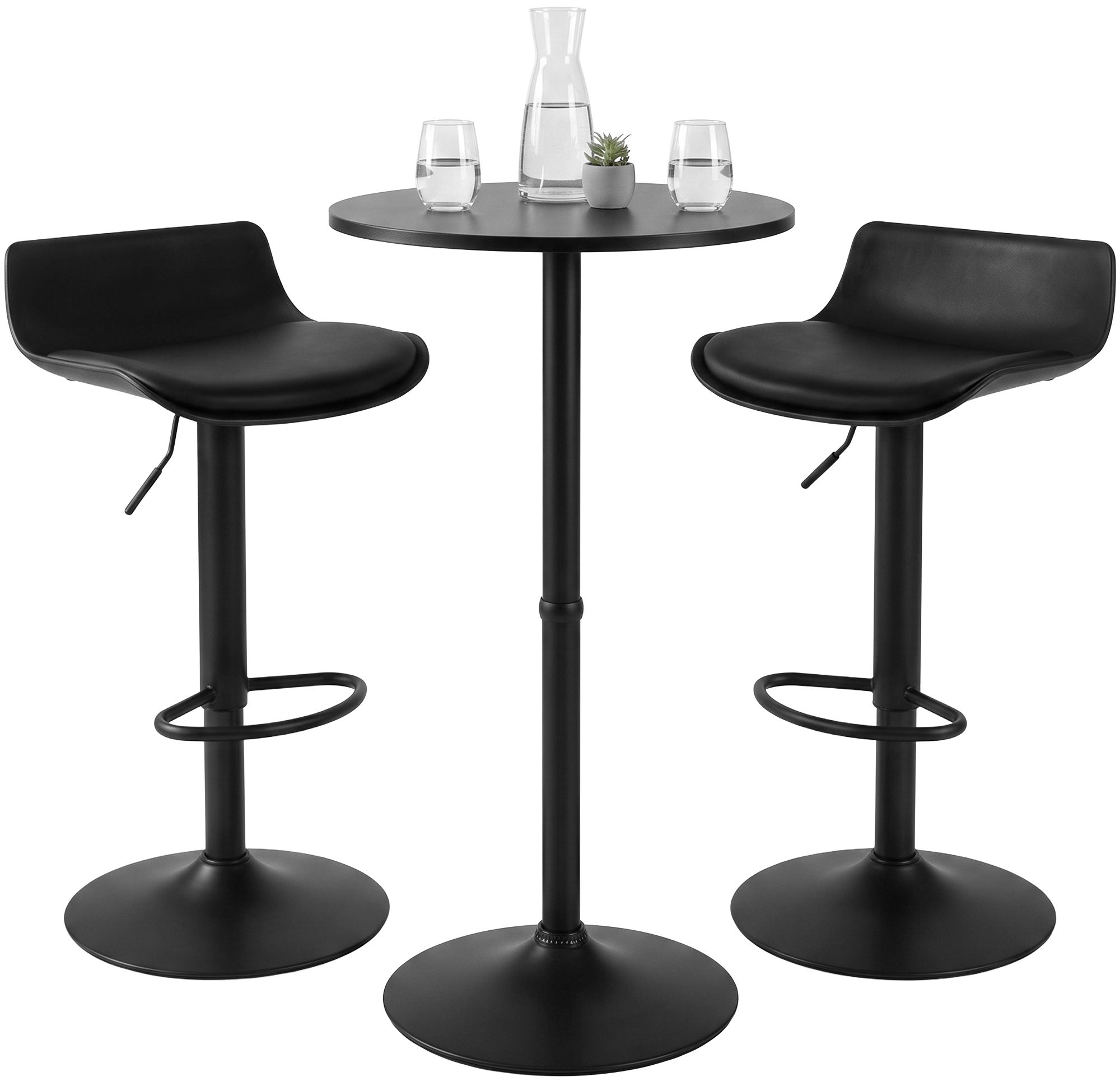 Bartisch-Set Navo mit zwei Barhockern in Lederoptik