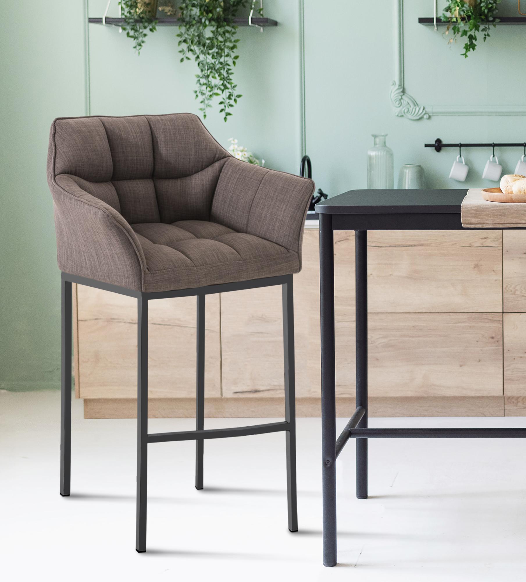 2er Set Barhocker Damaso Stoff mit Vierfußgestellen