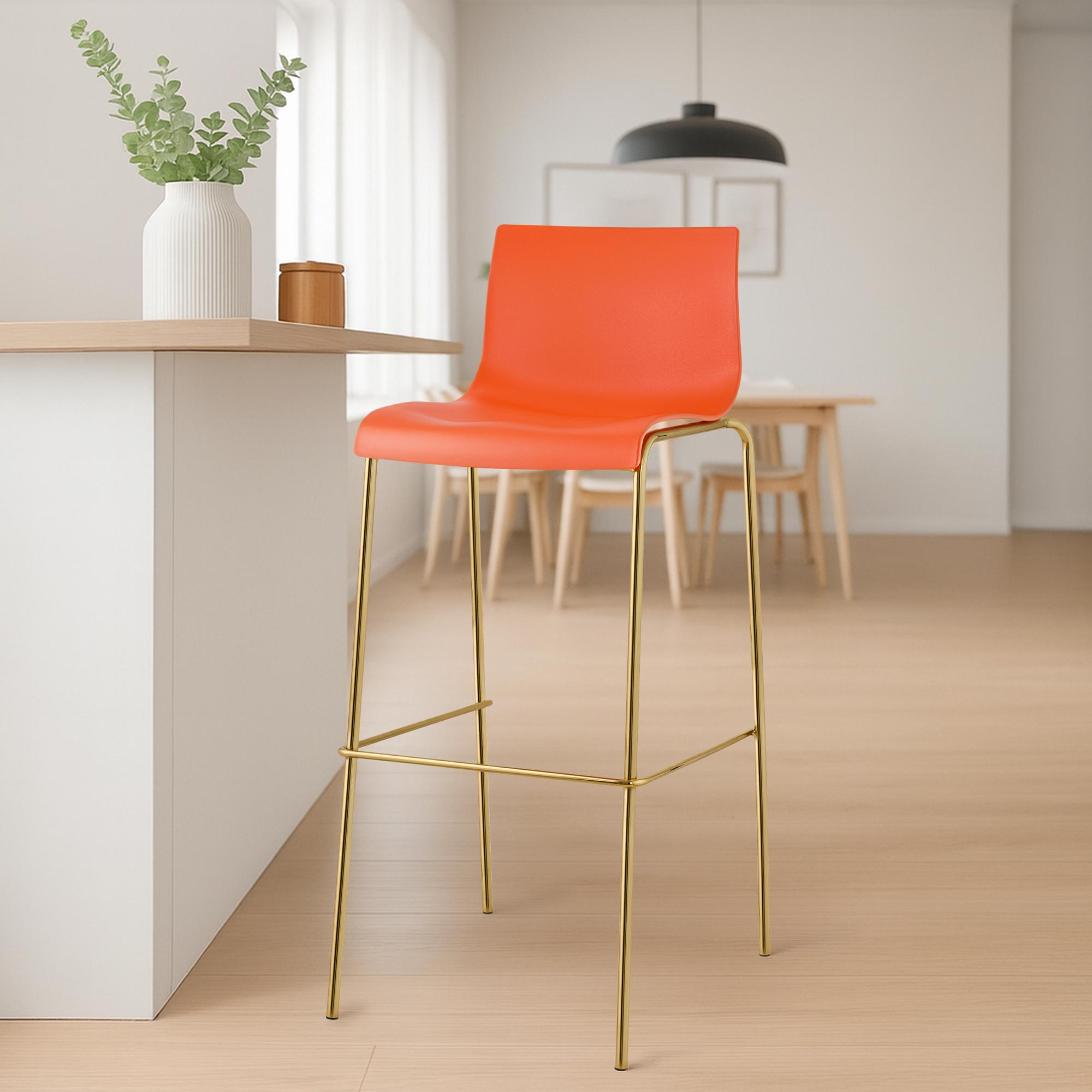 Barhocker Hover Kunststoff Vierfußgestell Gold